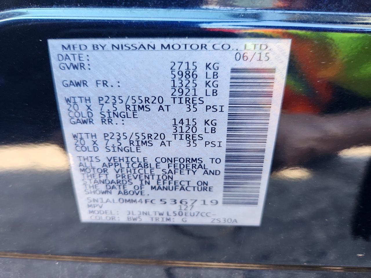 2015 Infiniti Qx60 Base Blue vin: 5N1AL0MM4FC536719
