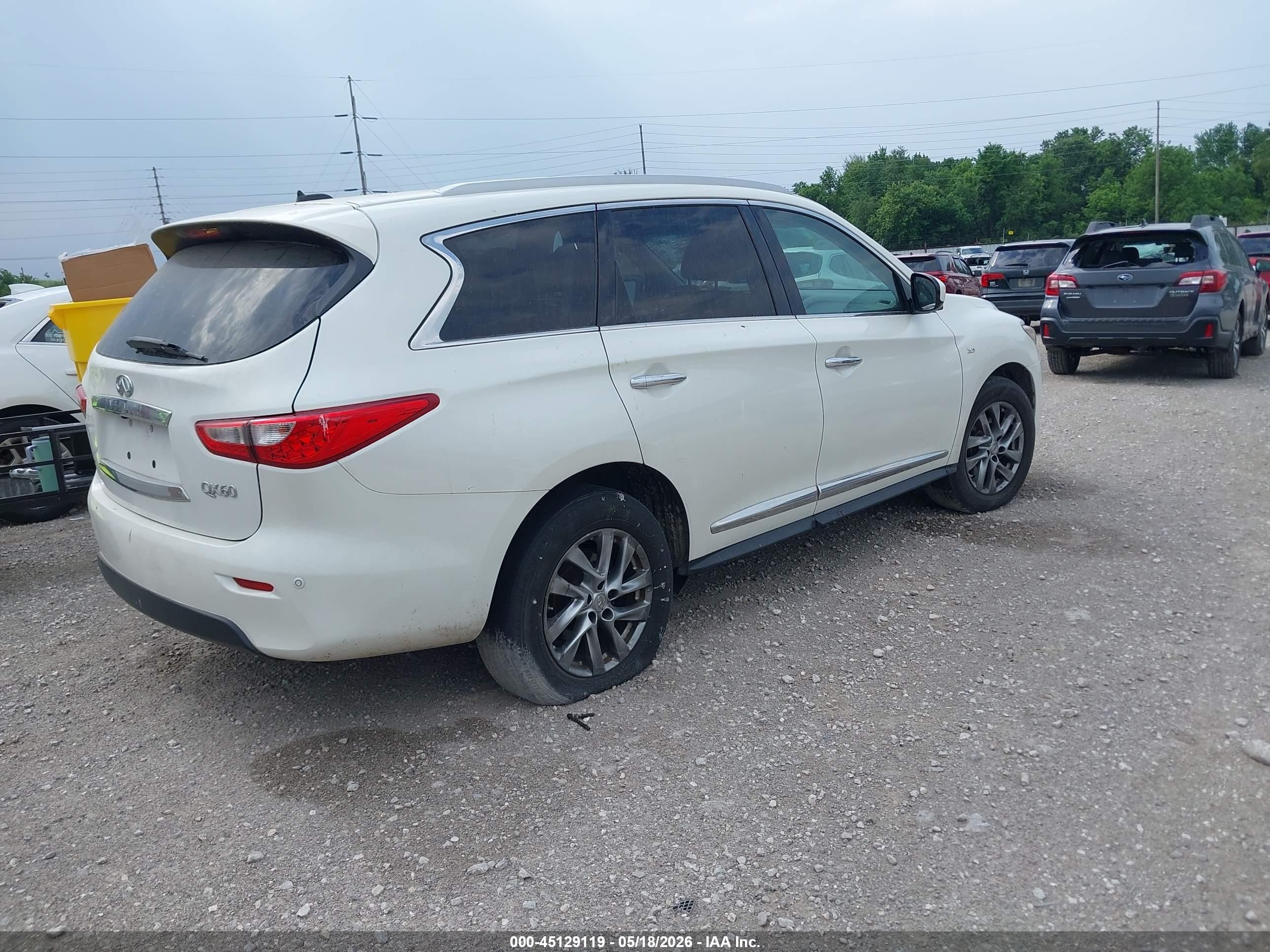 2015 Infiniti Qx60 White vin: 5N1AL0MM4FC549762