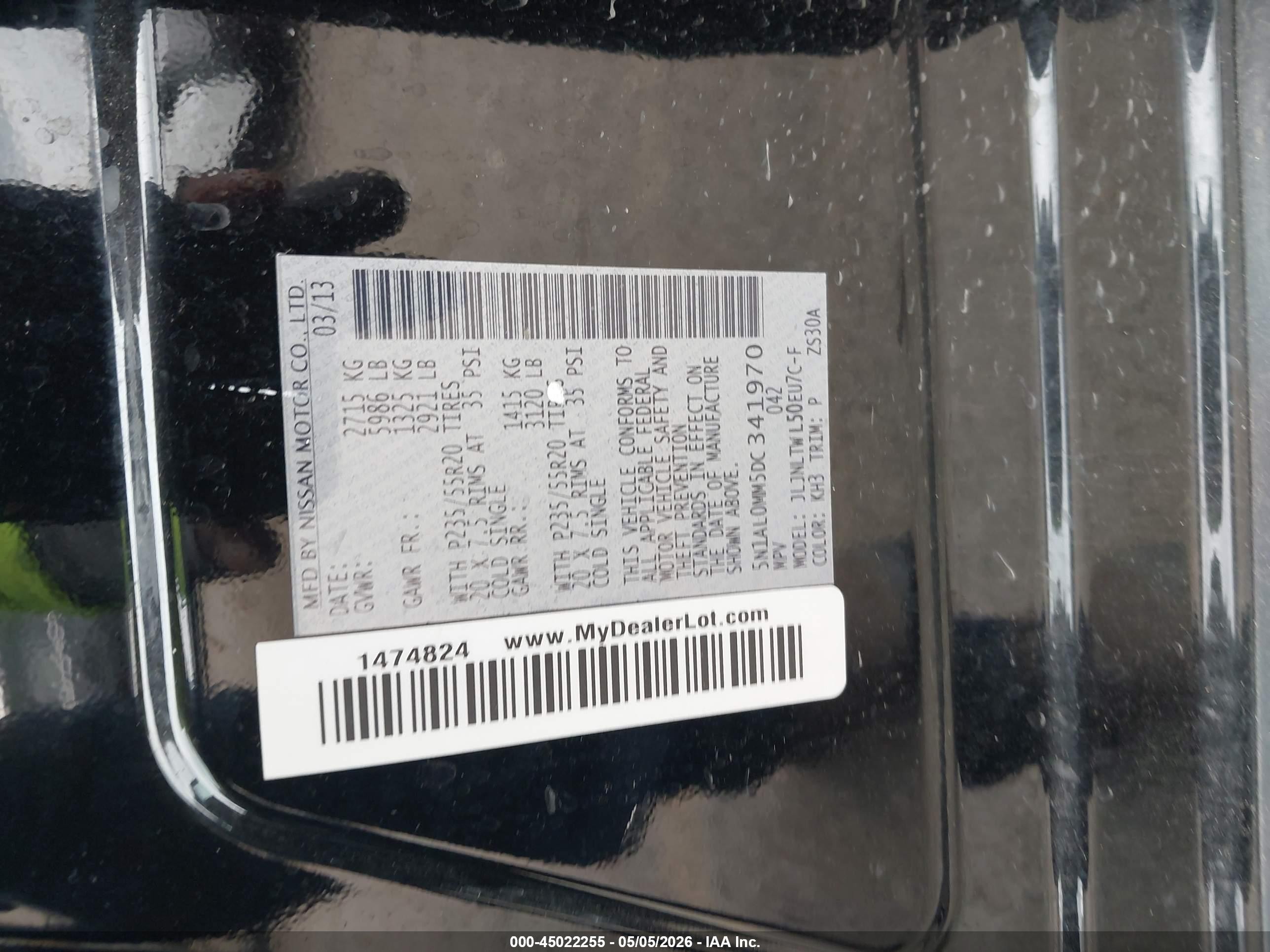 2013 Infiniti Jx35 Black vin: 5N1AL0MM5DC341970