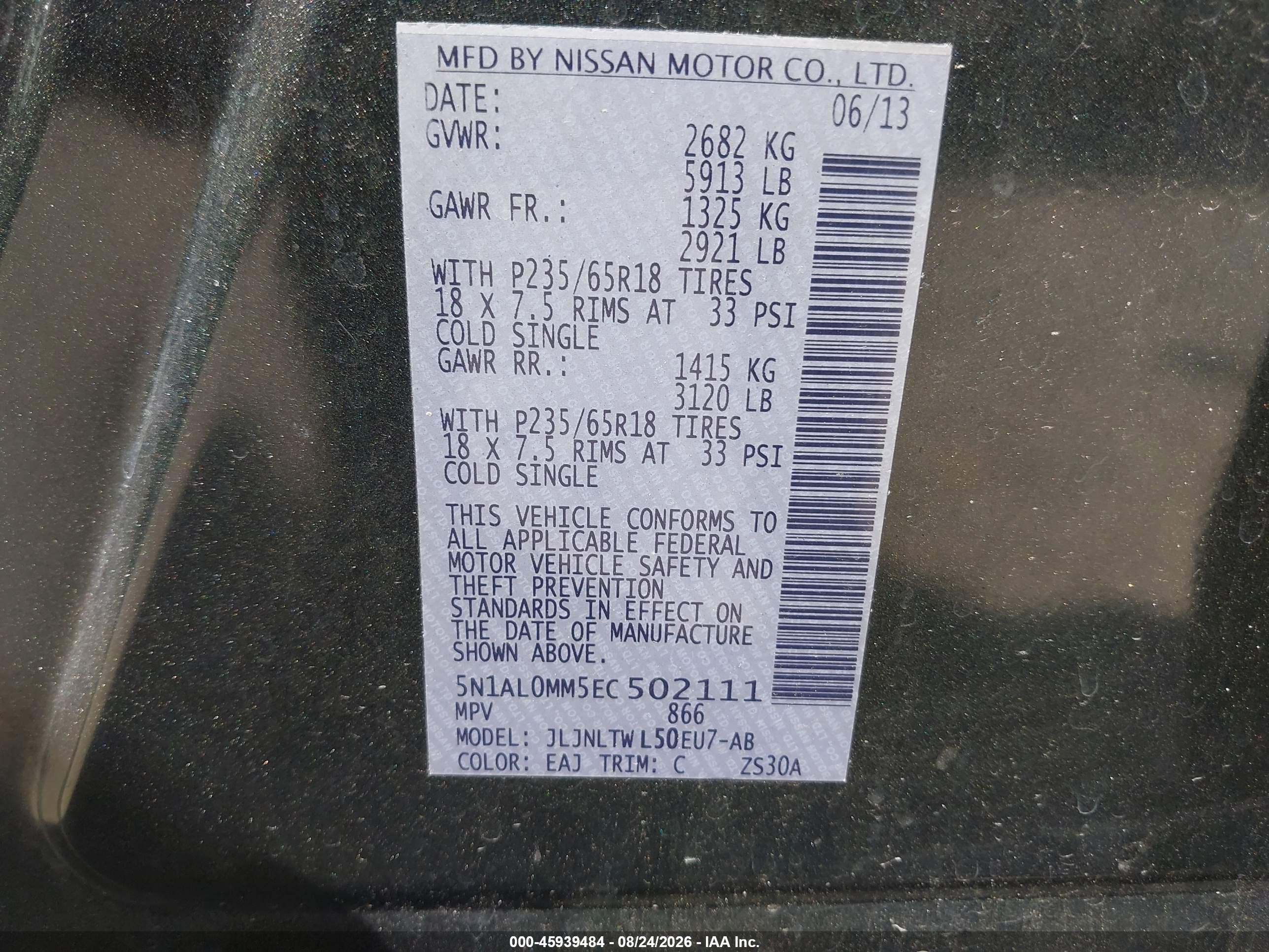 2014 Infiniti Qx60 Green vin: 5N1AL0MM5EC502111