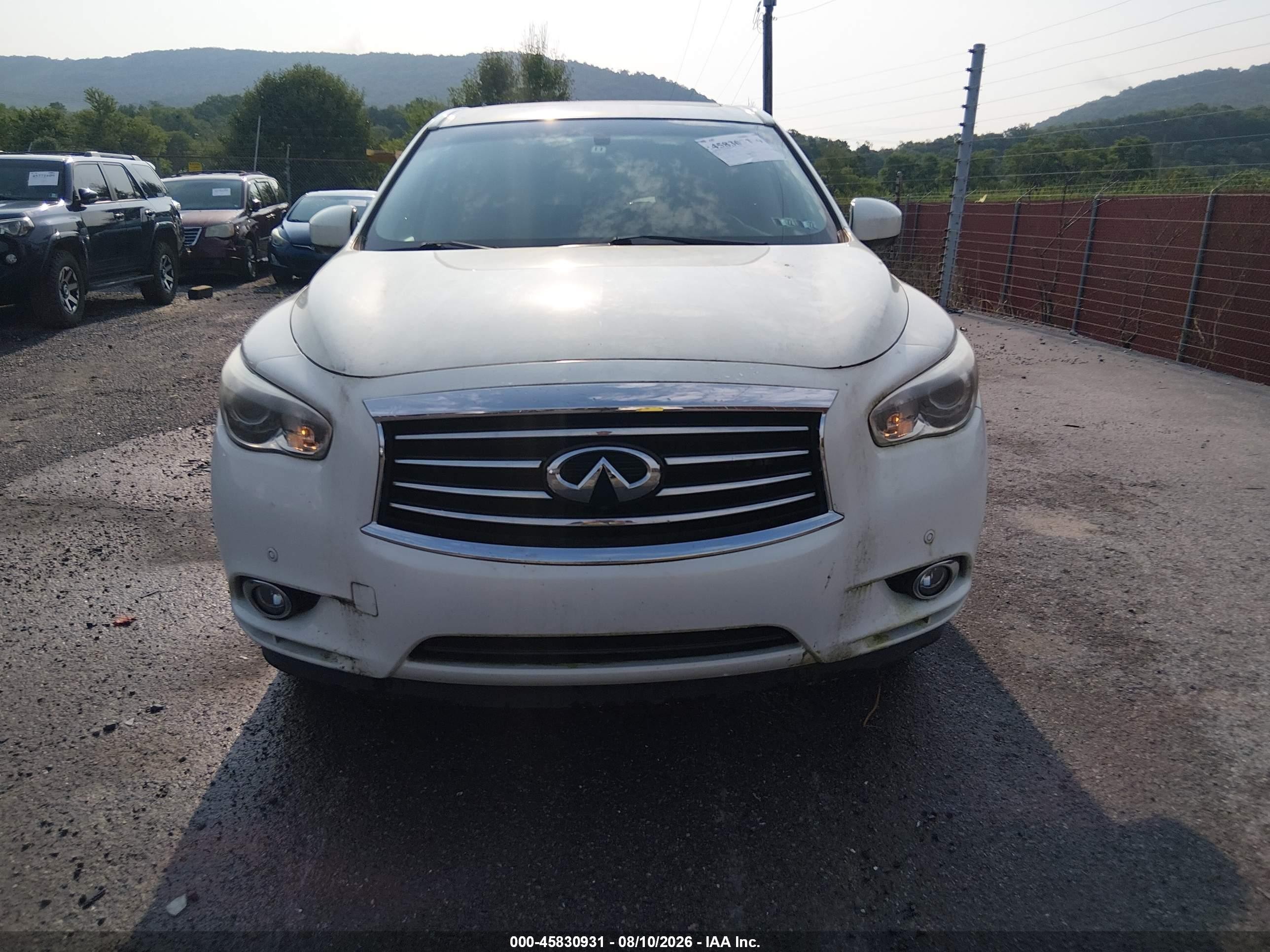 2013 Infiniti Jx35   White vin: 5N1AL0MM6DC307052