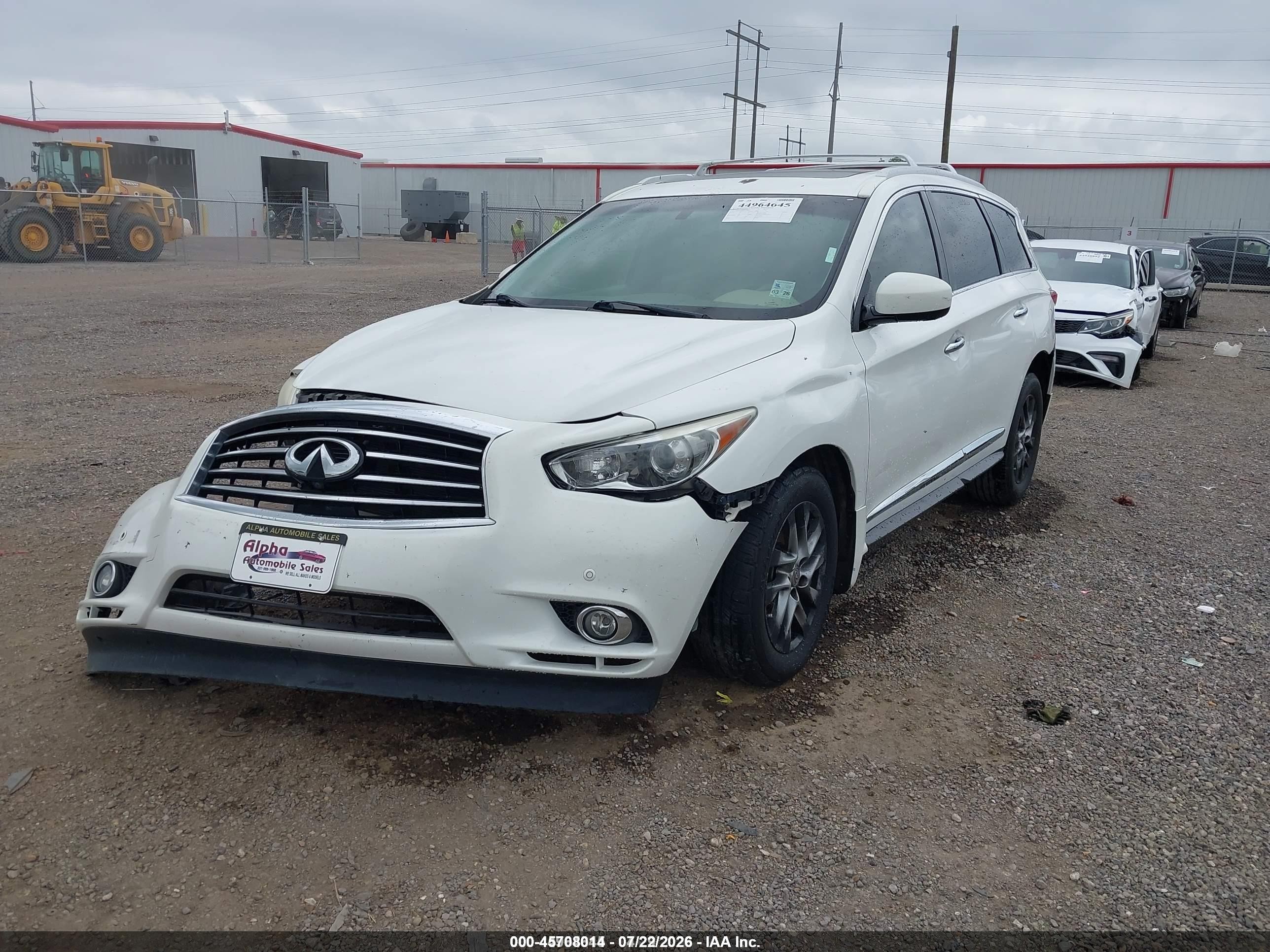 2013 Infiniti Jx35   White vin: 5N1AL0MM6DC349009