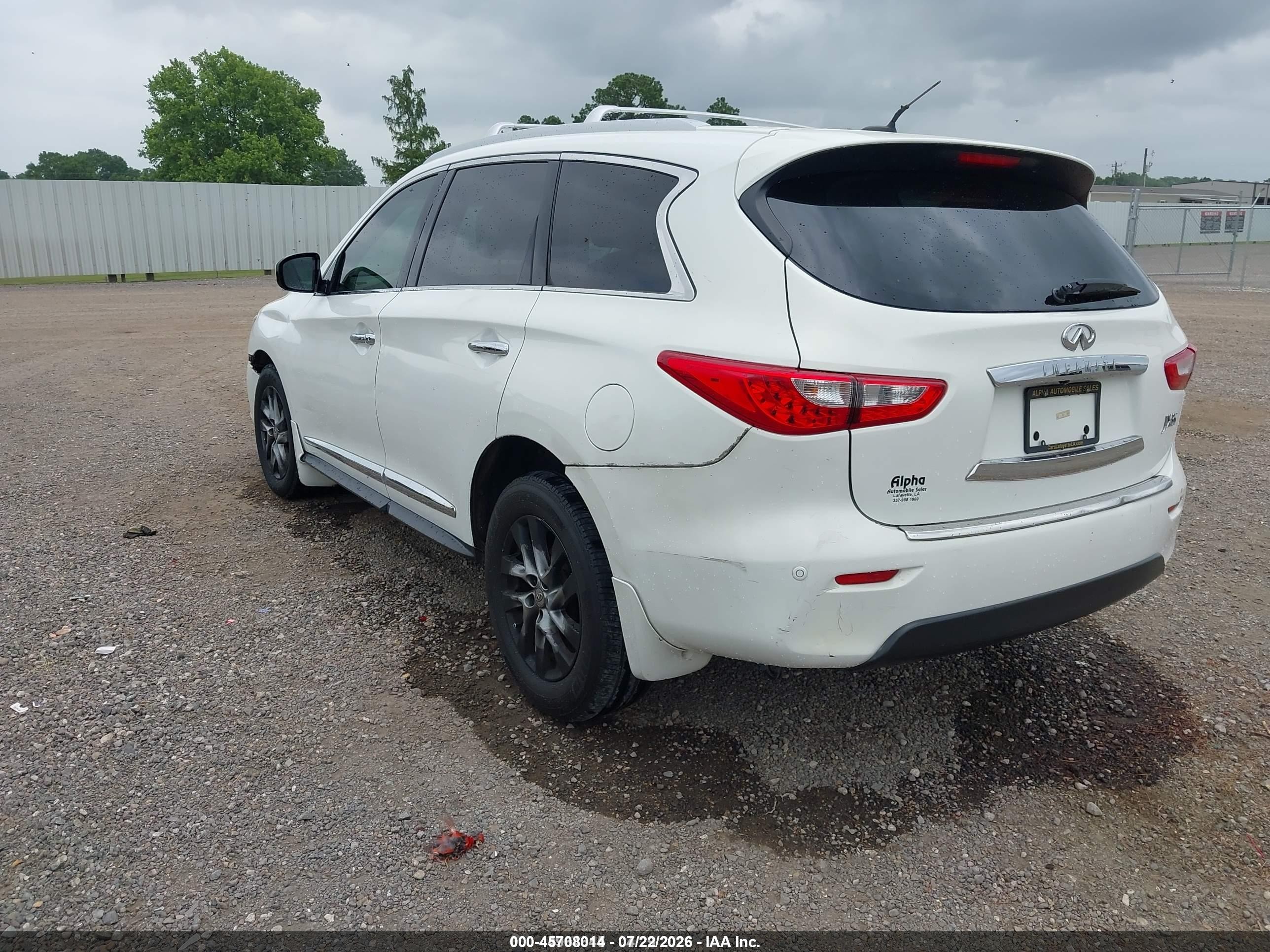 2013 Infiniti Jx35   White vin: 5N1AL0MM6DC349009