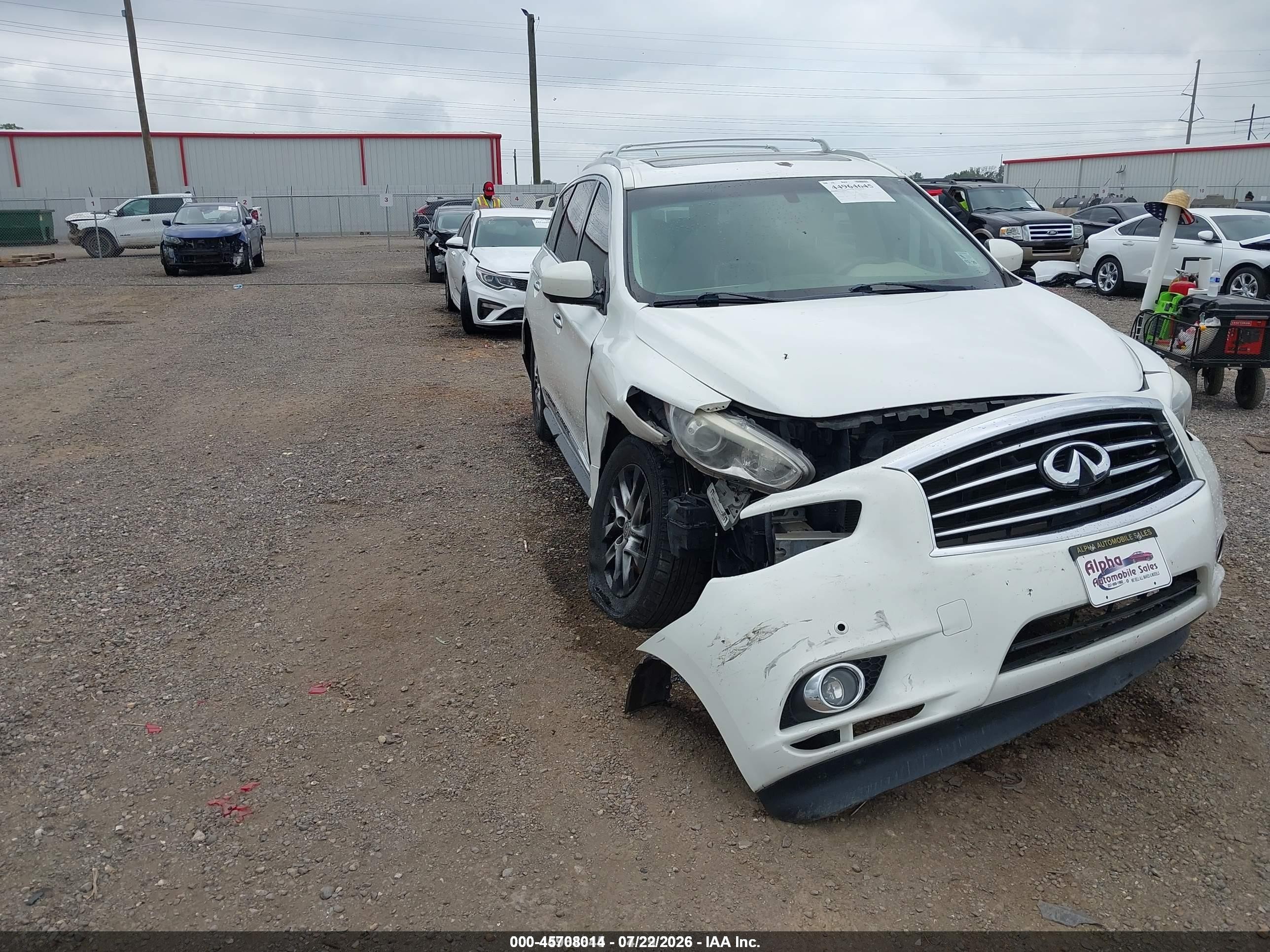 2013 Infiniti Jx35   White vin: 5N1AL0MM6DC349009