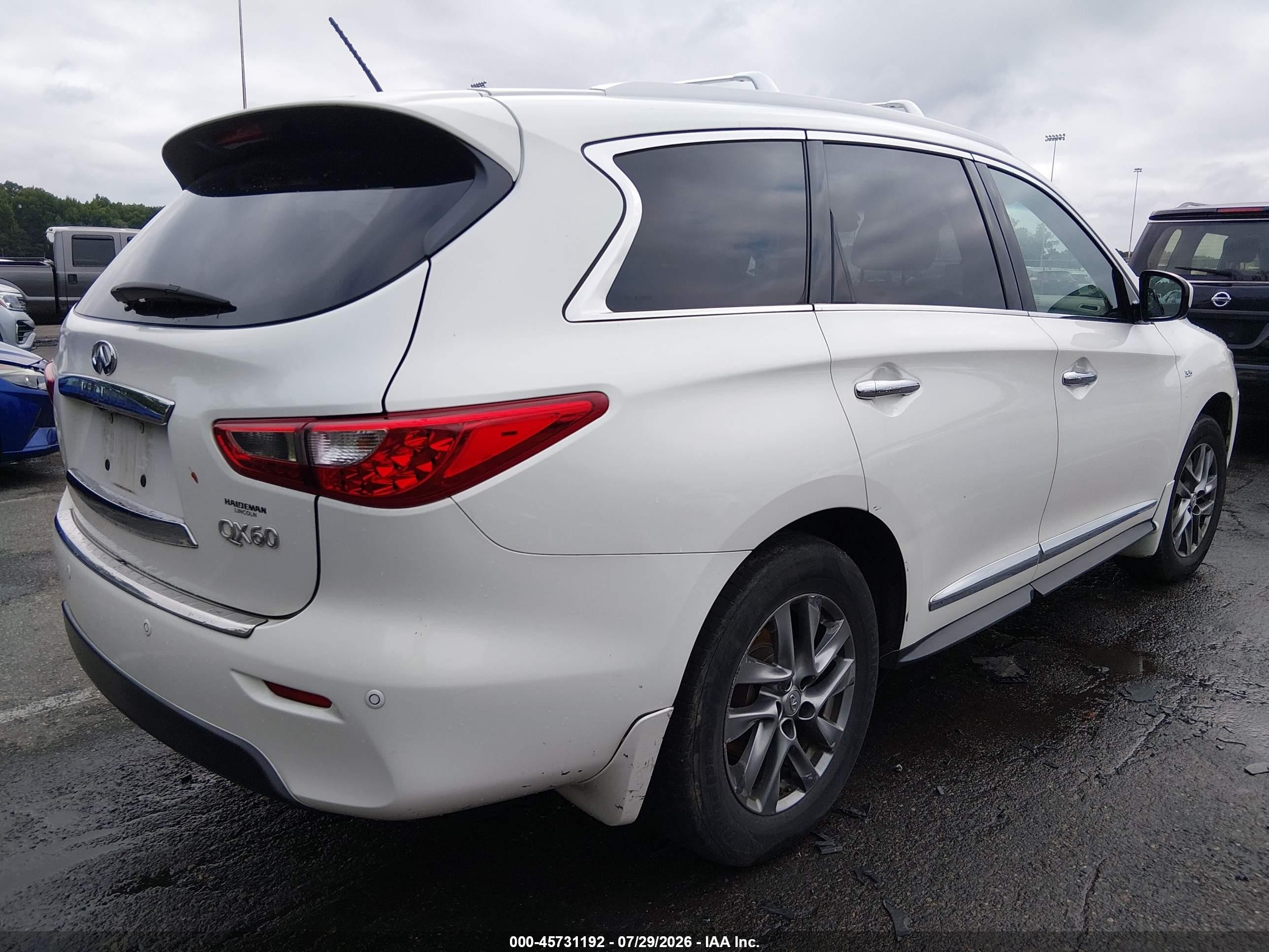 2014 Infiniti Qx60 White vin: 5N1AL0MM6EC505888