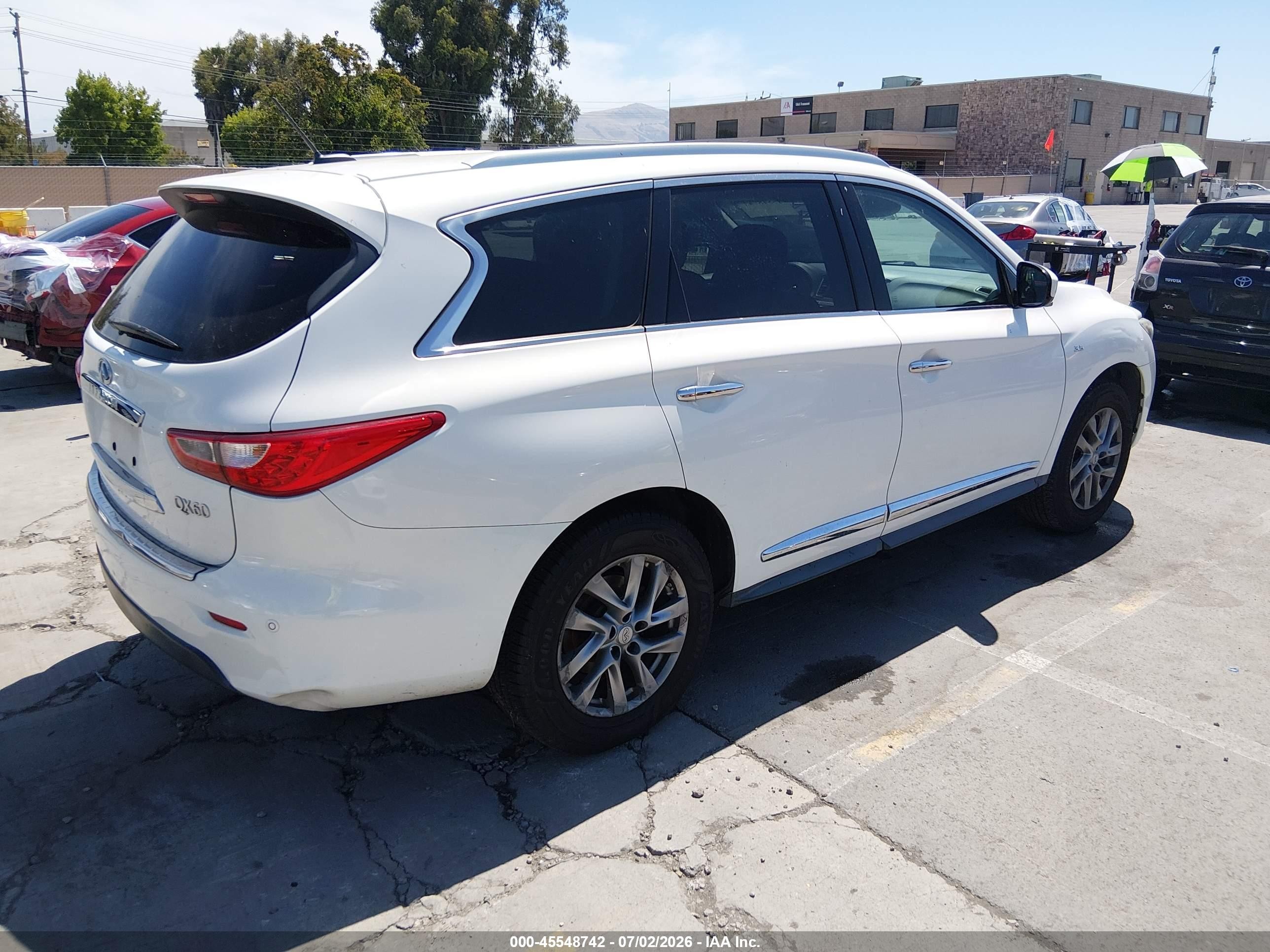 2014 Infiniti Qx60   White vin: 5N1AL0MM6EC520942