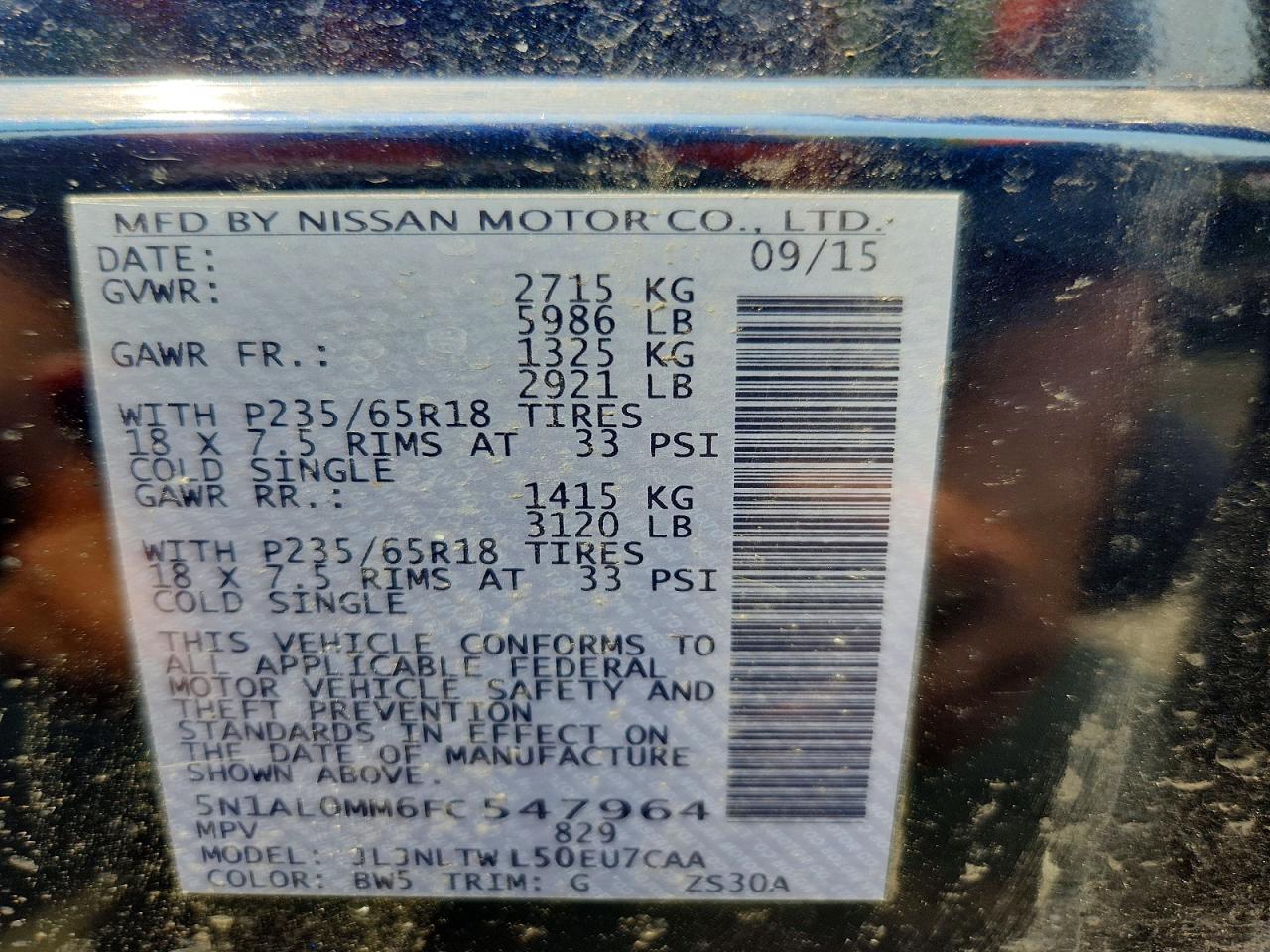 2015 Infiniti Qx60 Base Blue vin: 5N1AL0MM6FC547964