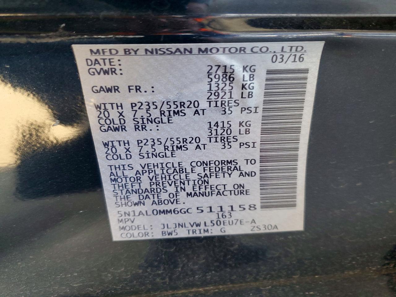 2016 Infiniti Qx60 Base Blue vin: 5N1AL0MM6GC511158