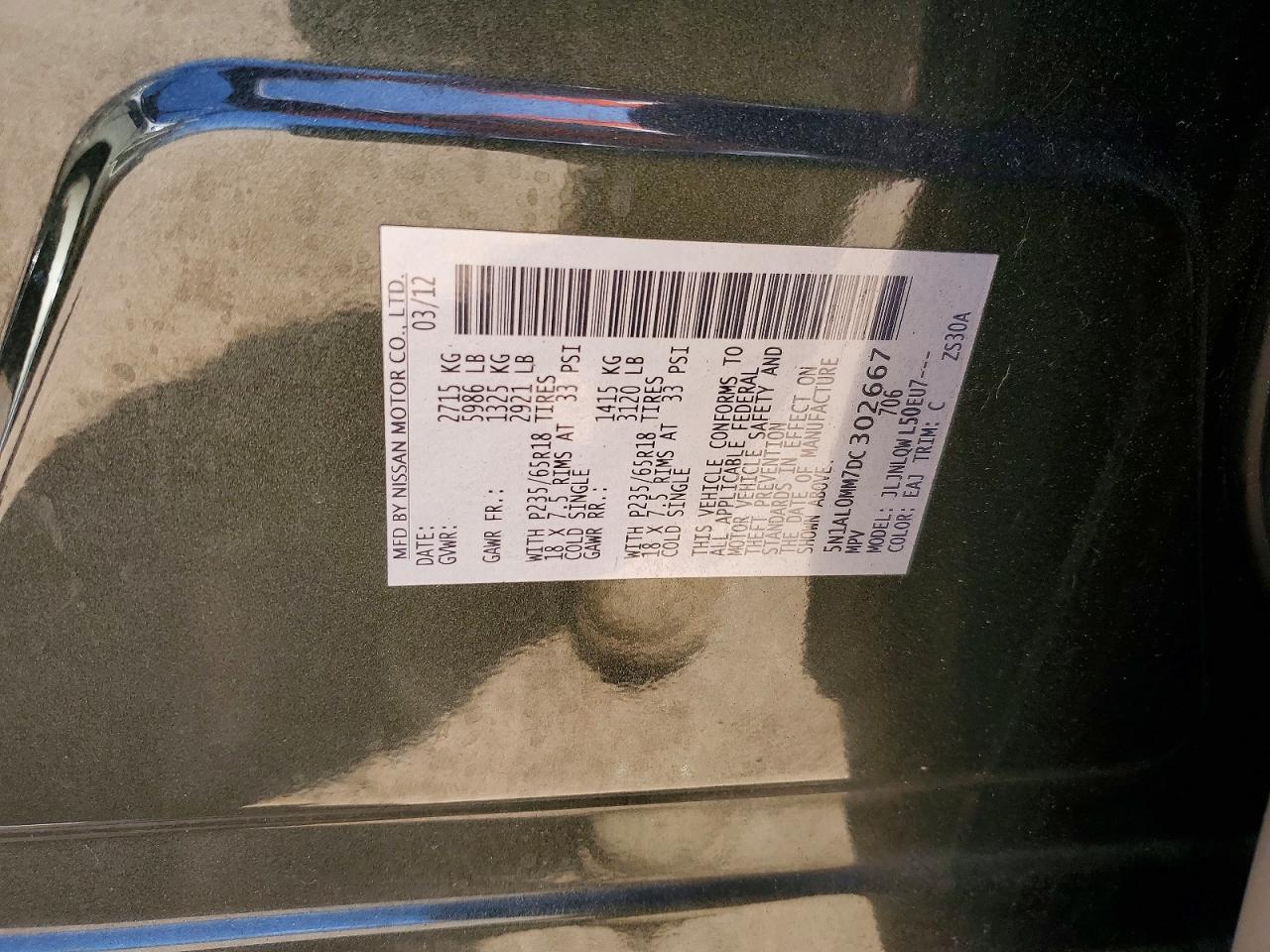 2013 Infiniti Jx35 Base Charcoal vin: 5N1AL0MM7DC302667