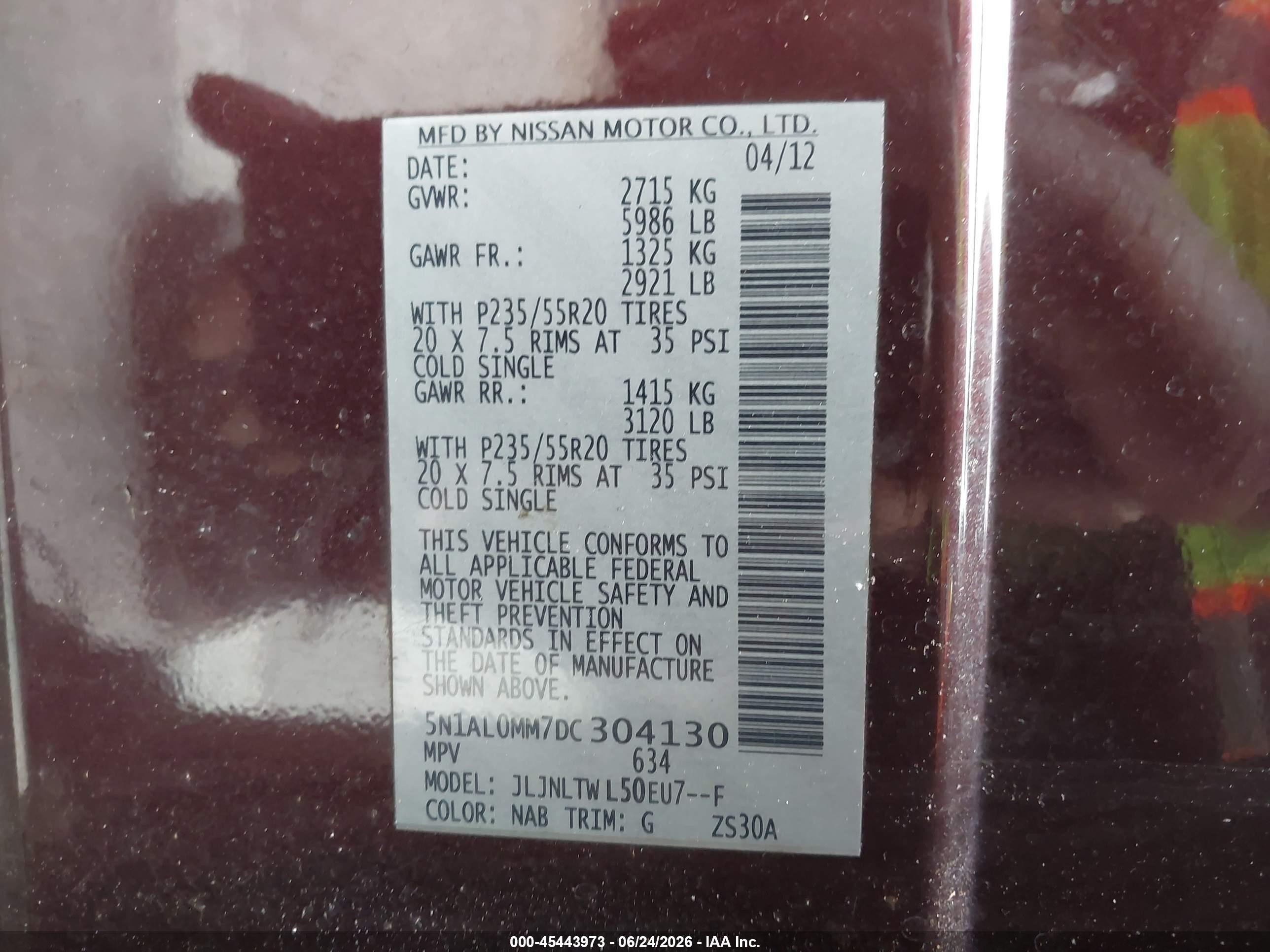 2013 Infiniti Jx35   Темно-бордовый vin: 5N1AL0MM7DC304130