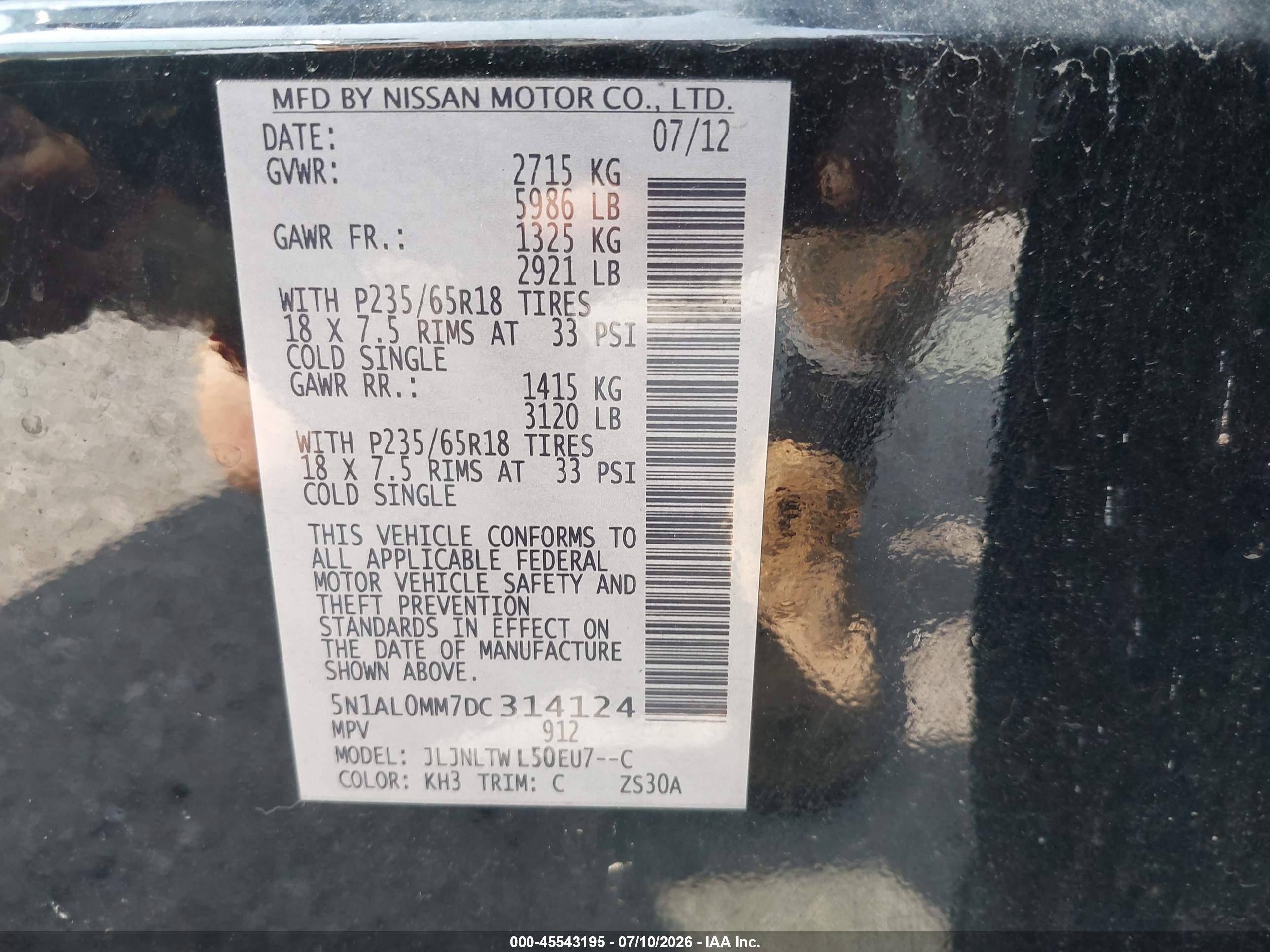 2013 Infiniti Jx35 Black vin: 5N1AL0MM7DC314124