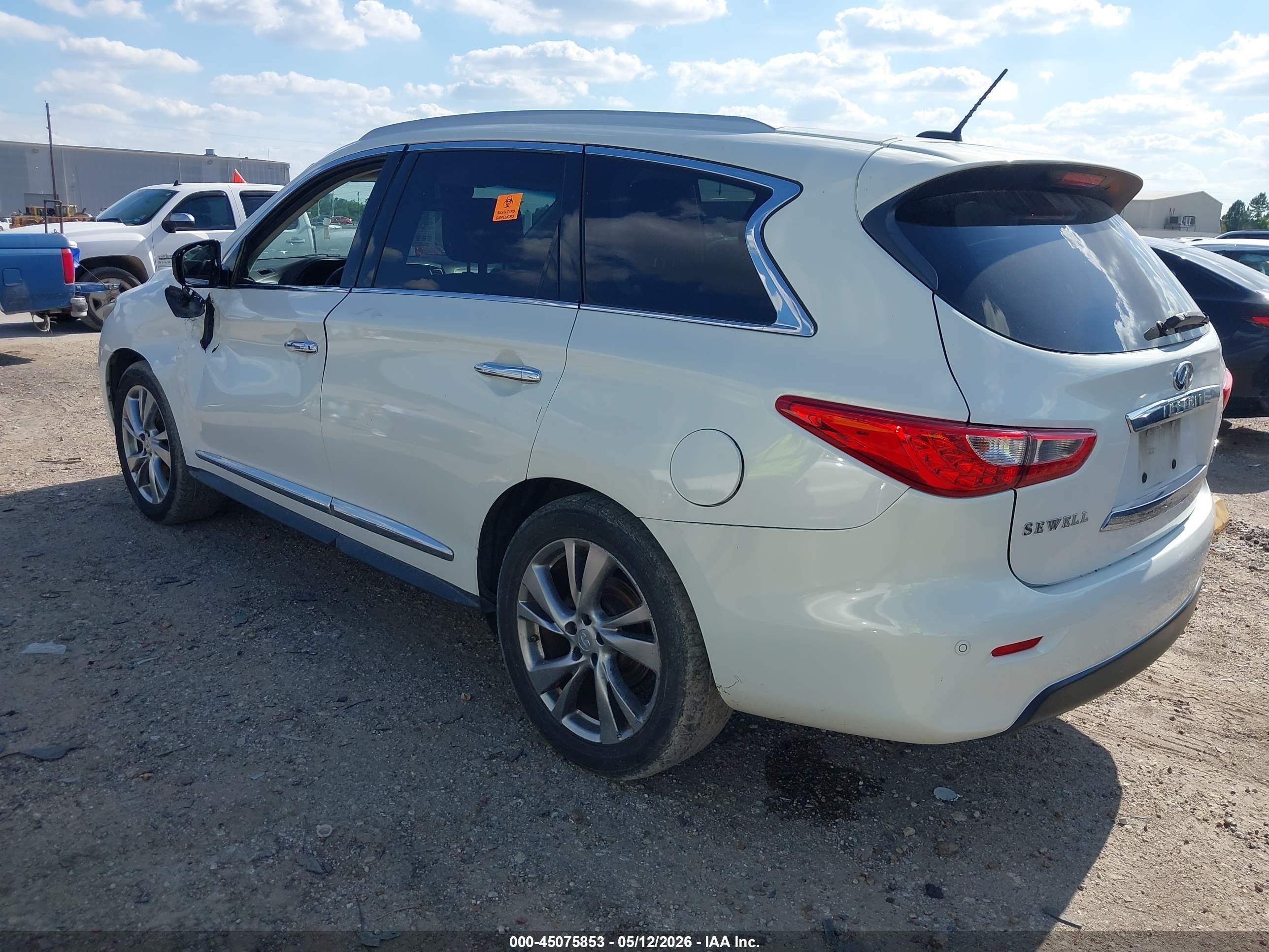 2013 Infiniti Jx35   White vin: 5N1AL0MM7DC331179