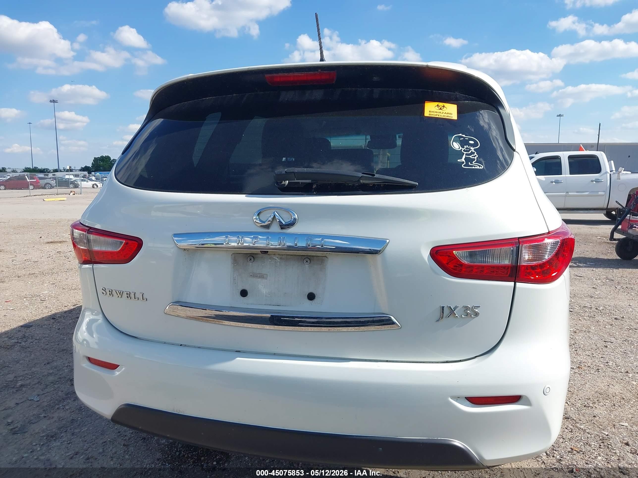 2013 Infiniti Jx35   White vin: 5N1AL0MM7DC331179