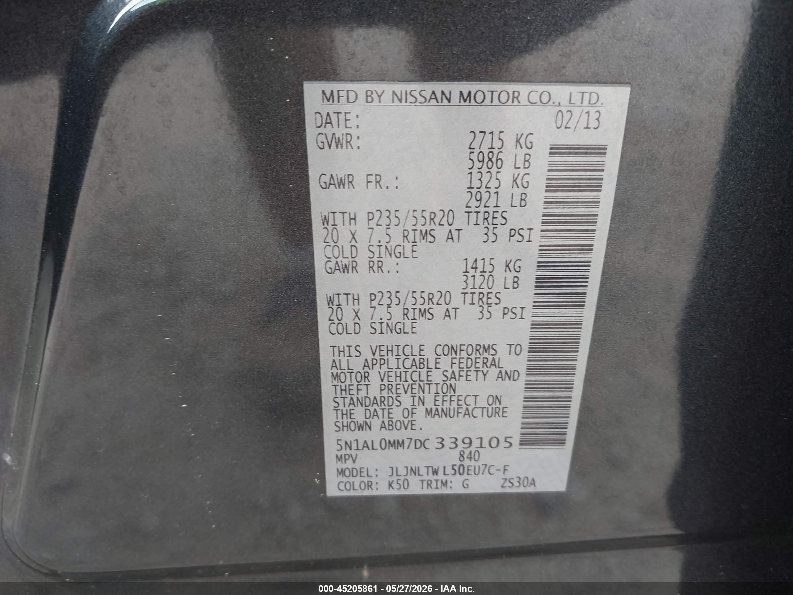 2013 Infiniti Jx35   Серый vin: 5N1AL0MM7DC339105