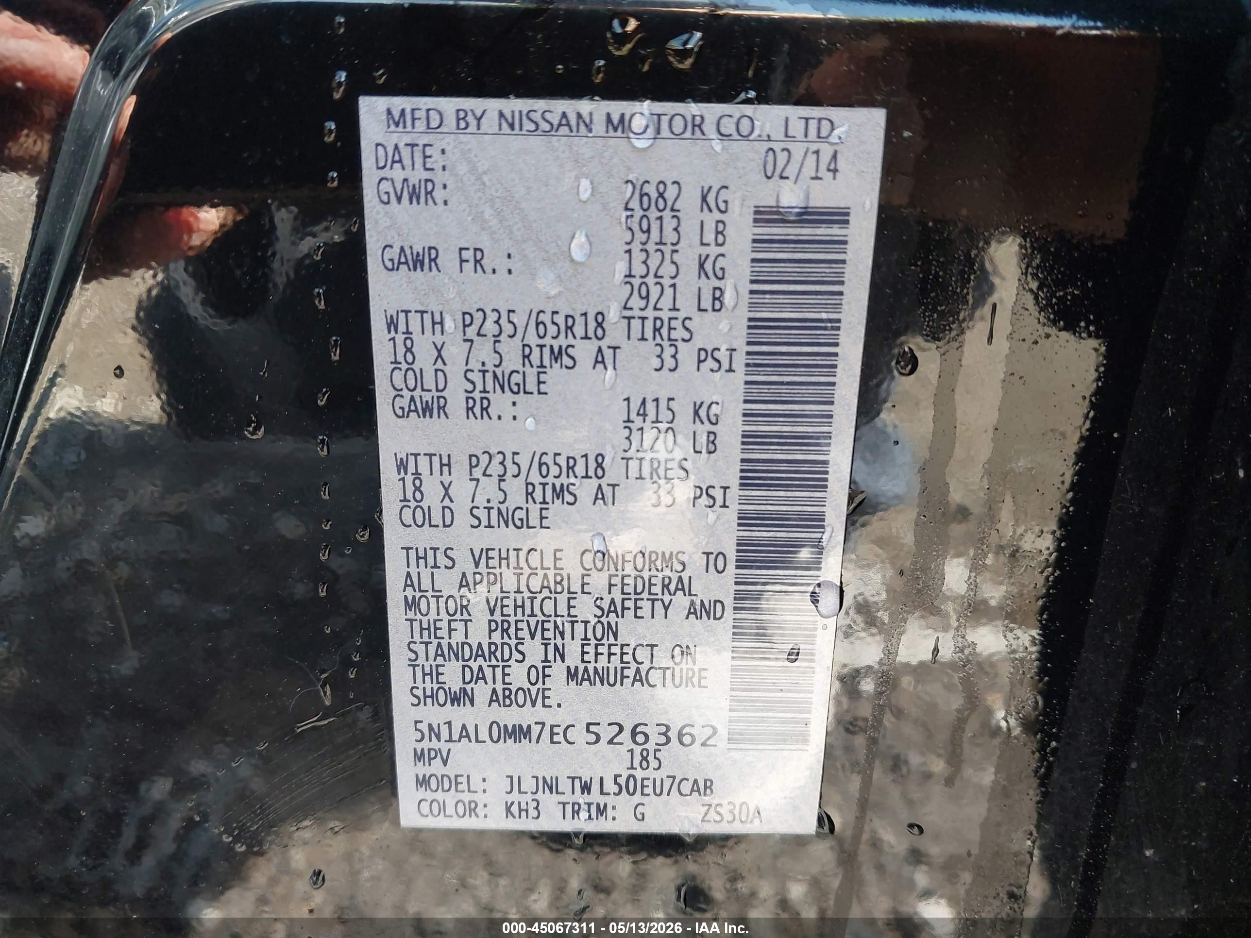 2014 Infiniti Qx60 Black vin: 5N1AL0MM7EC526362