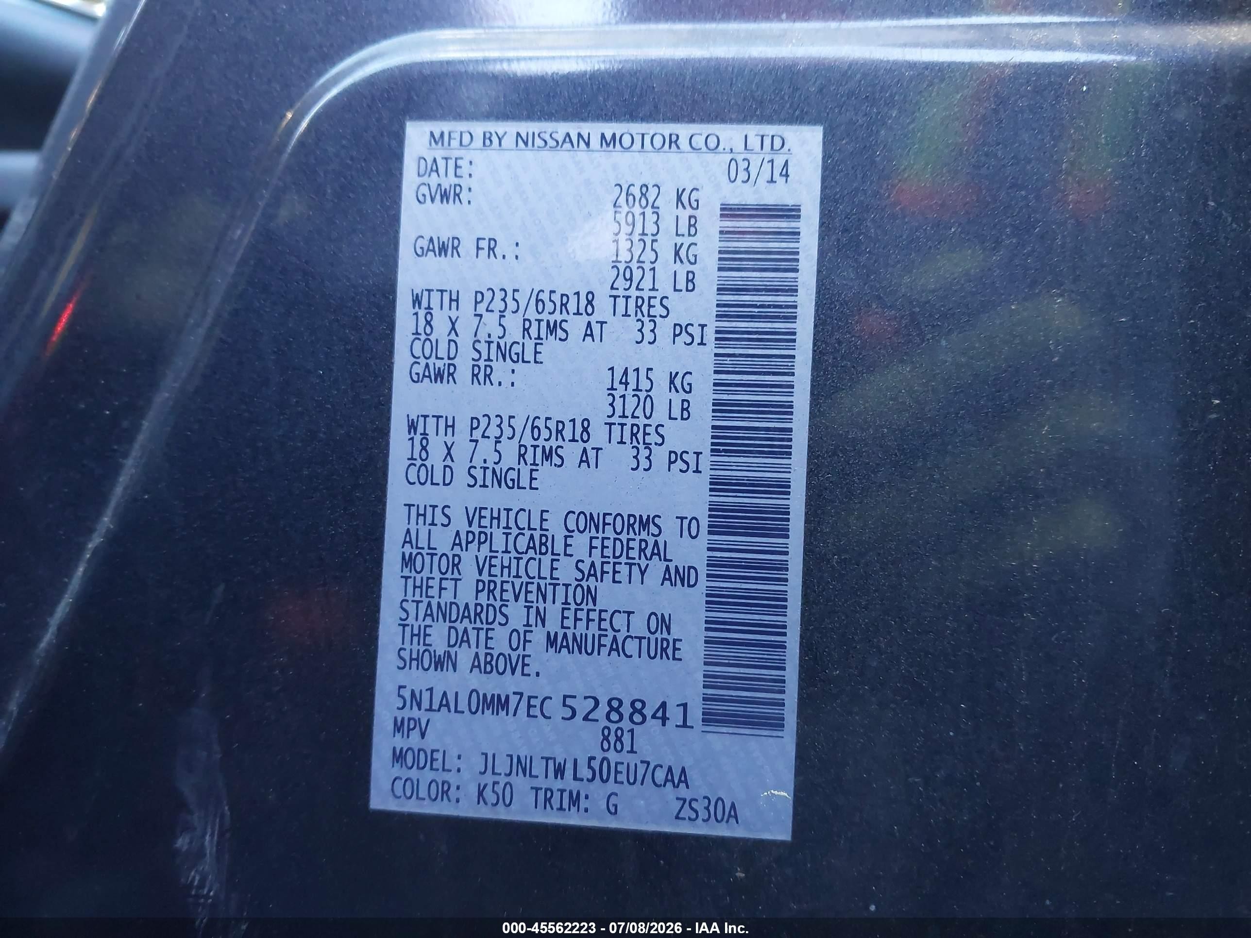 2014 Infiniti Qx60   Gray vin: 5N1AL0MM7EC528841