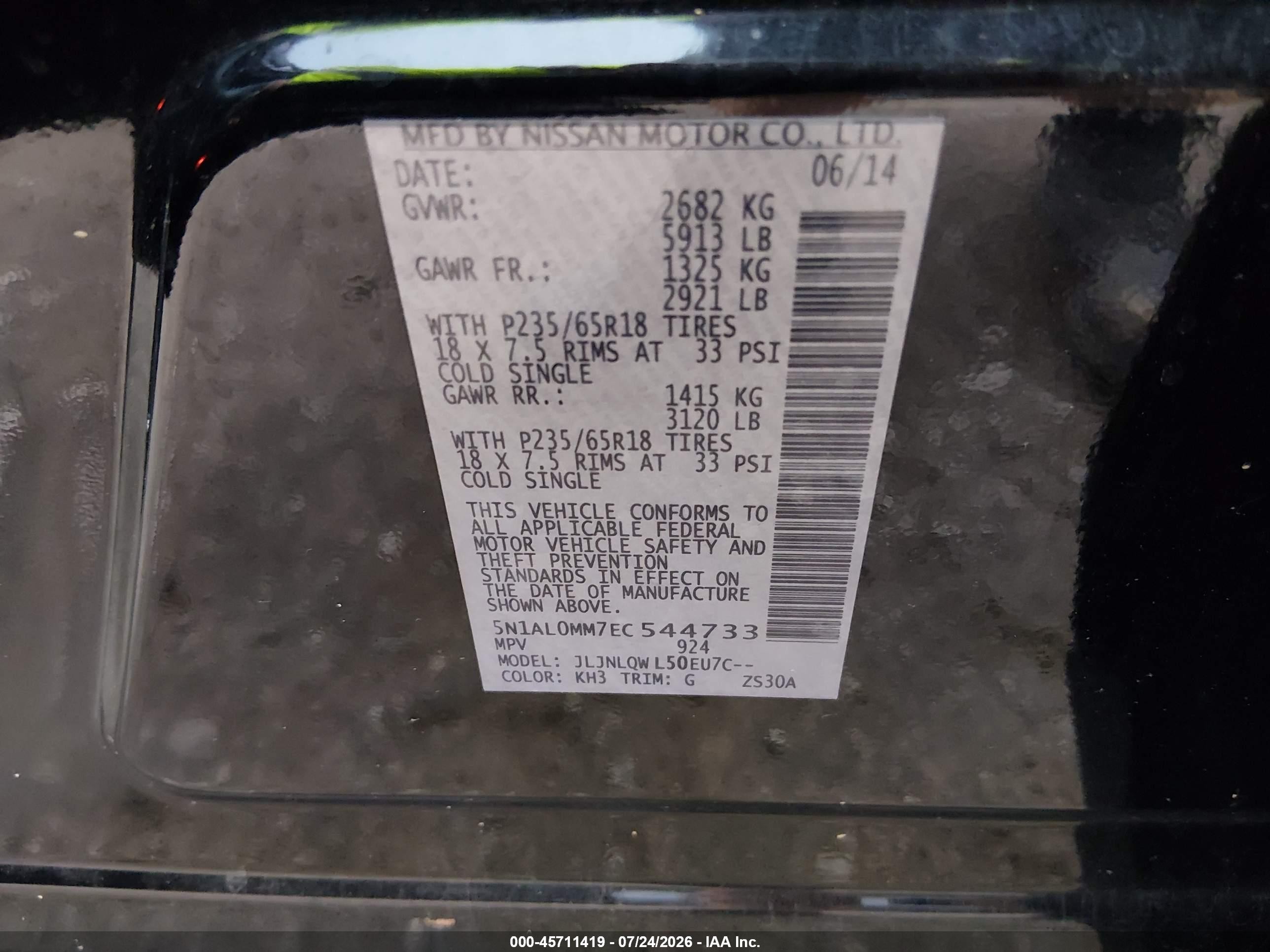 2014 Infiniti Qx60   Black vin: 5N1AL0MM7EC544733