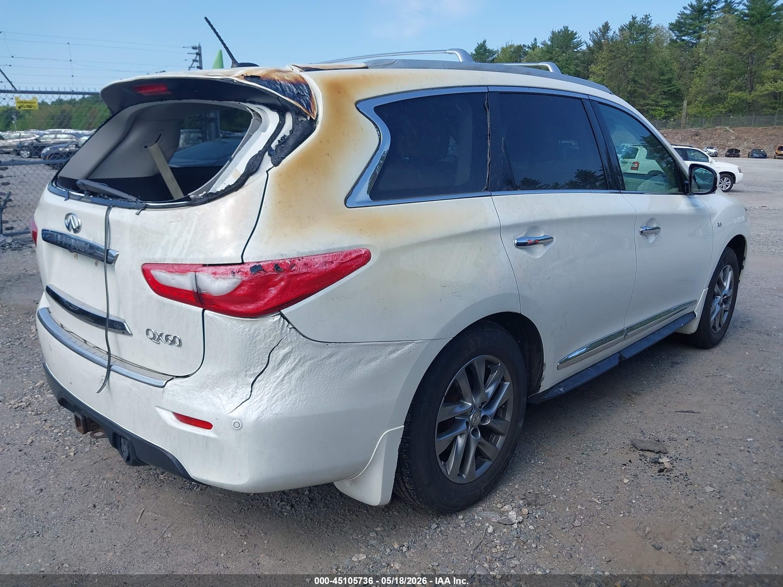 2015 Infiniti Qx60 White vin: 5N1AL0MM7FC503066