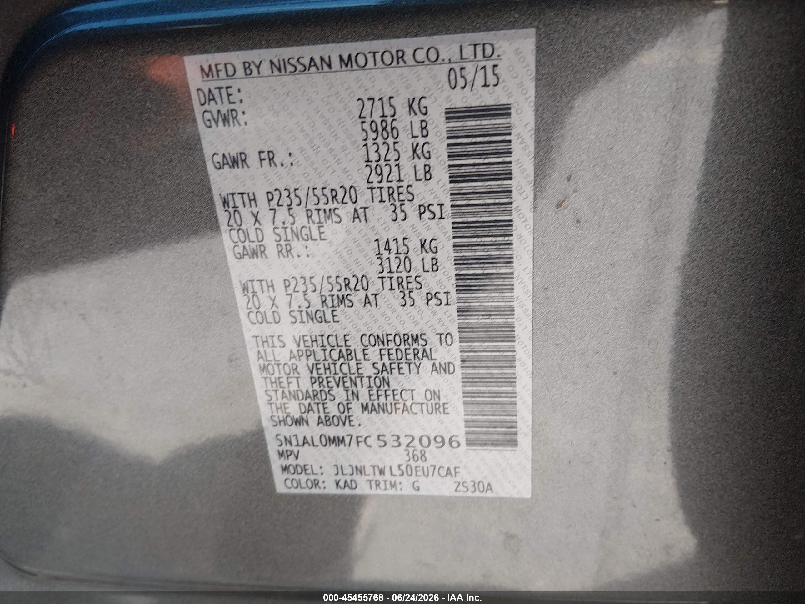 2015 Infiniti Qx60   Gray vin: 5N1AL0MM7FC532096