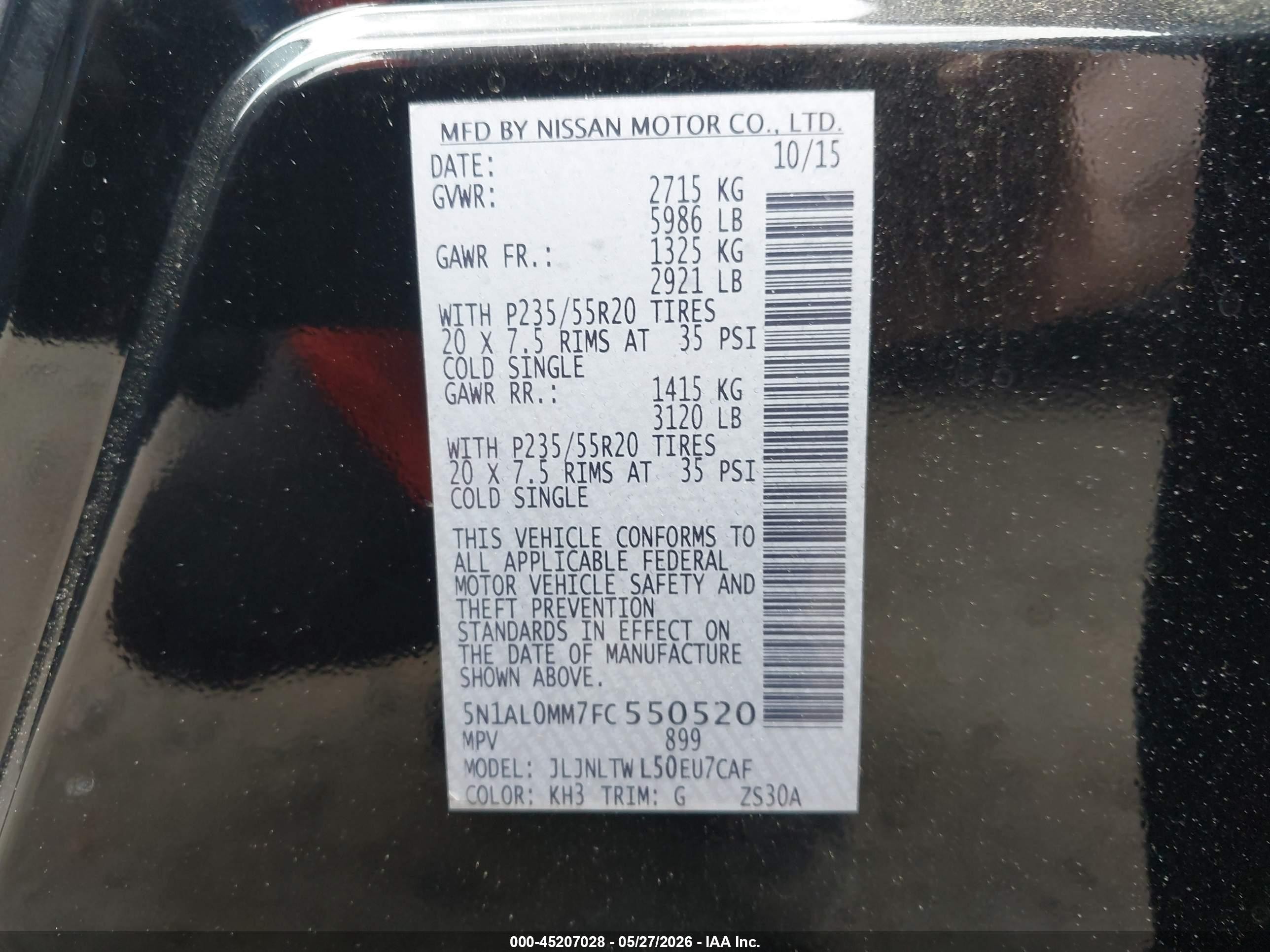 2015 Infiniti Qx60   Black vin: 5N1AL0MM7FC550520
