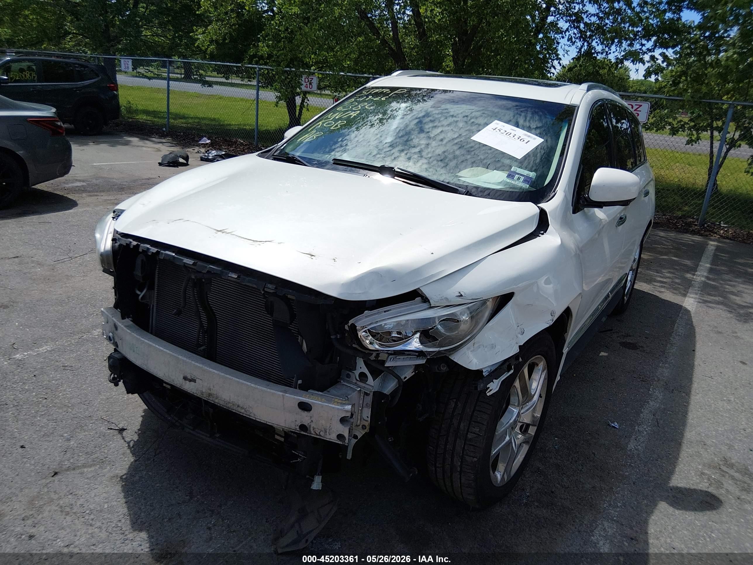 2013 Infiniti Jx35   White vin: 5N1AL0MM8DC326380