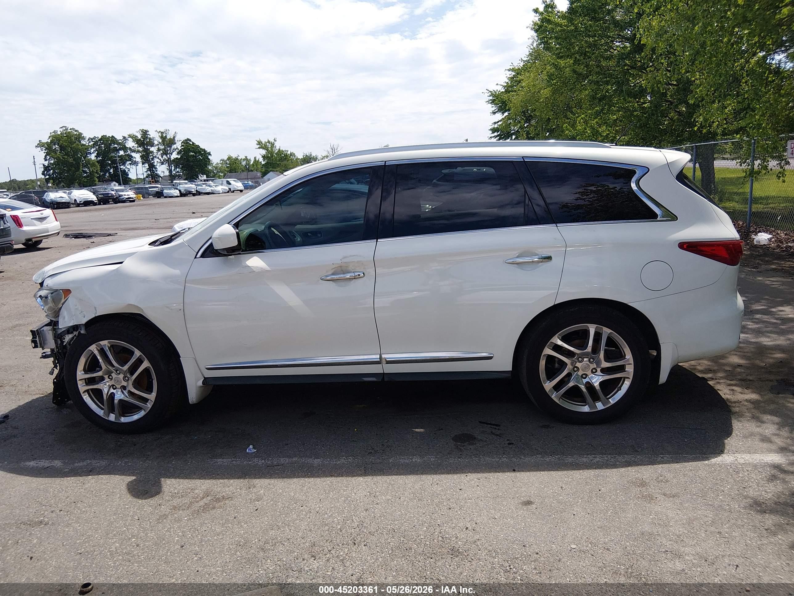 2013 Infiniti Jx35   White vin: 5N1AL0MM8DC326380