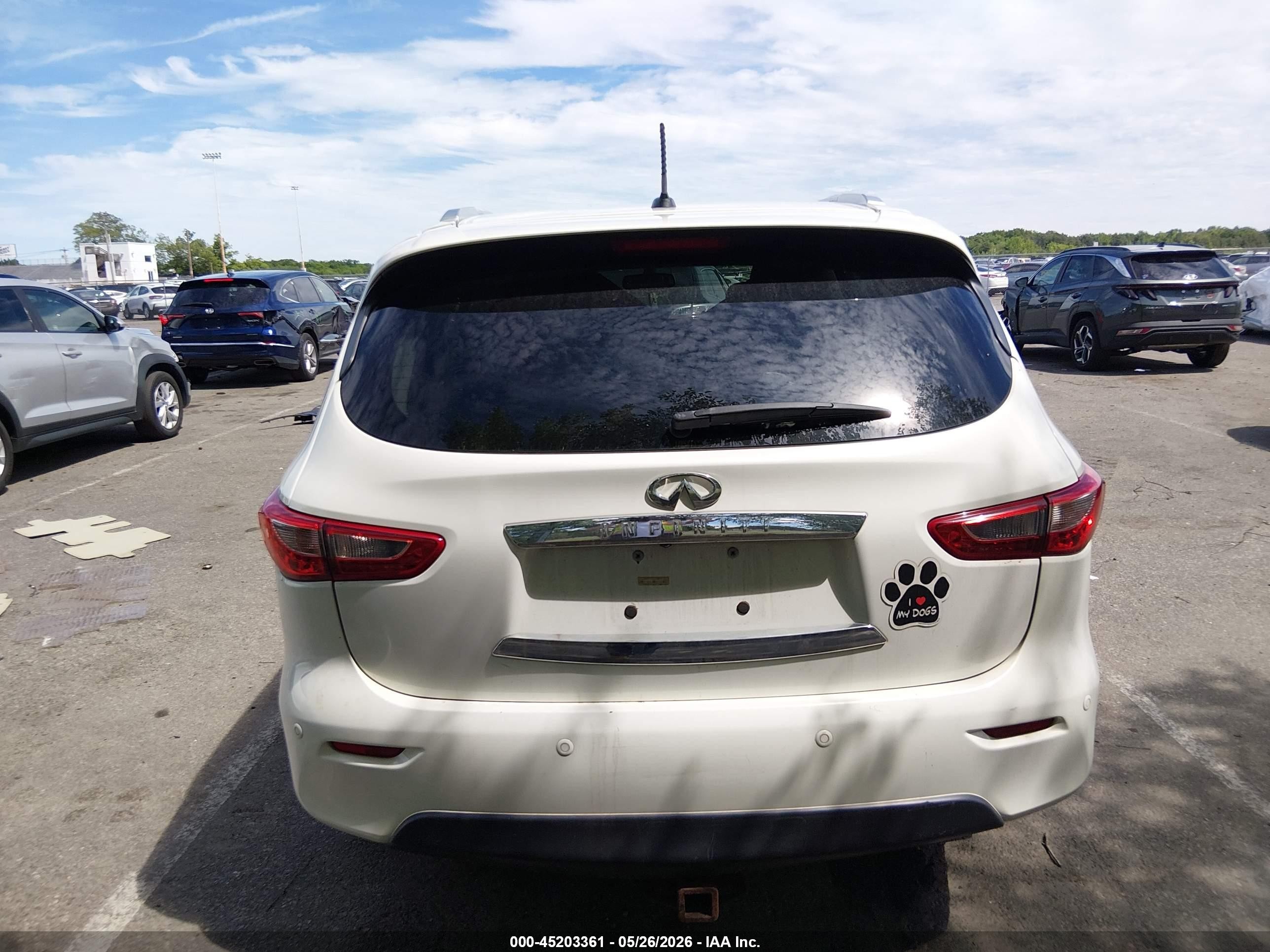 2013 Infiniti Jx35   White vin: 5N1AL0MM8DC326380