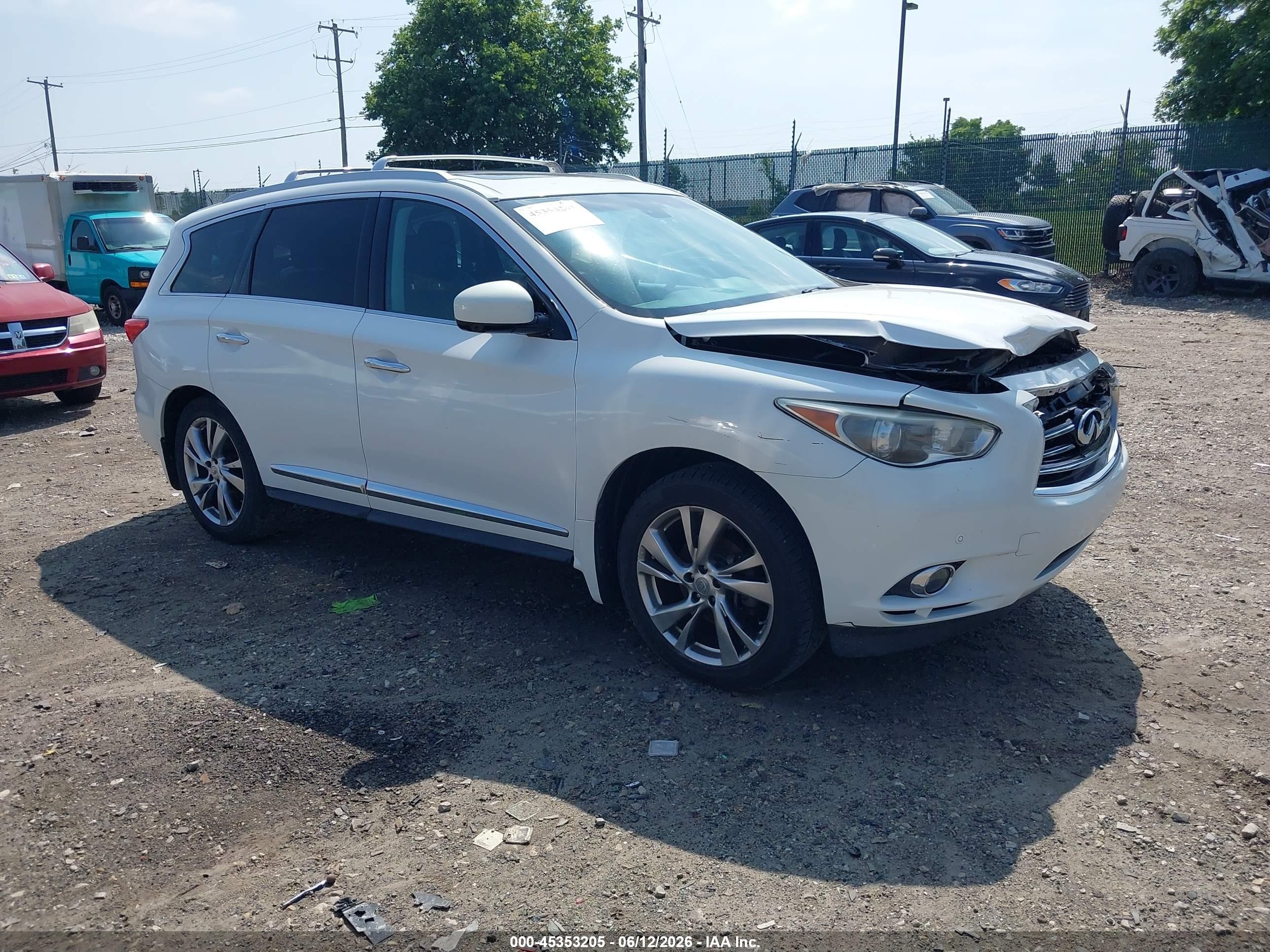 2013 Infiniti Jx35   White vin: 5N1AL0MM8DC338819