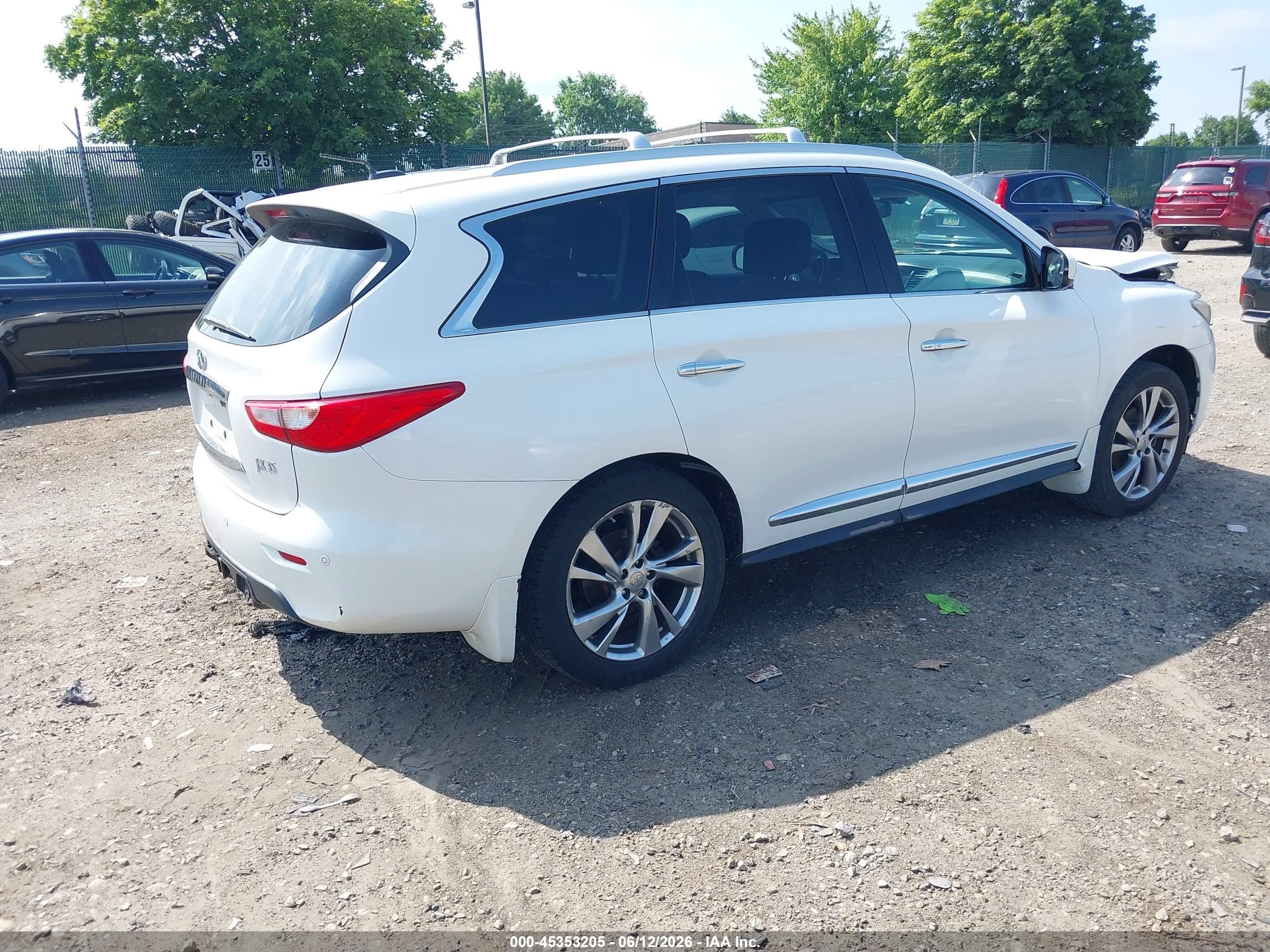 2013 Infiniti Jx35   White vin: 5N1AL0MM8DC338819