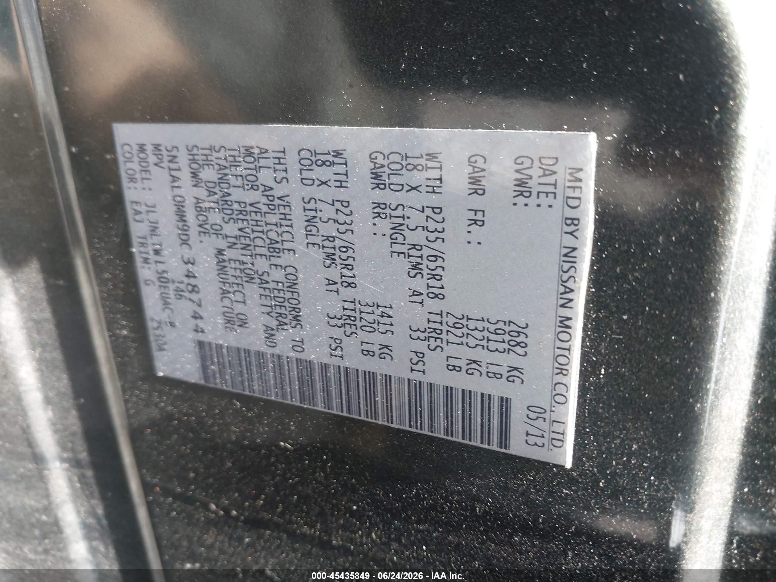 2013 Infiniti Jx35   Gray vin: 5N1AL0MM9DC348744