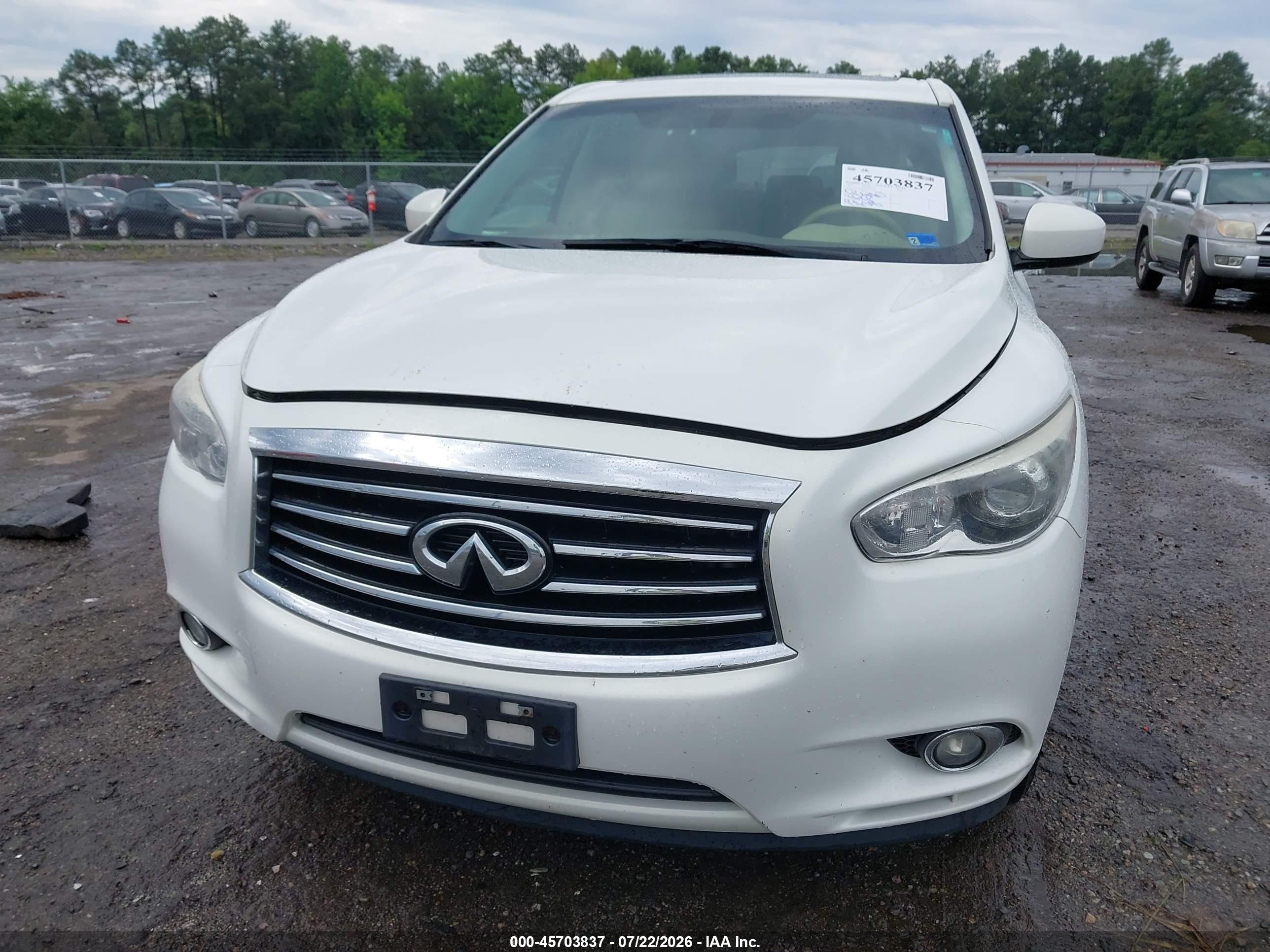 2013 Infiniti Jx35   White vin: 5N1AL0MM9DC352261