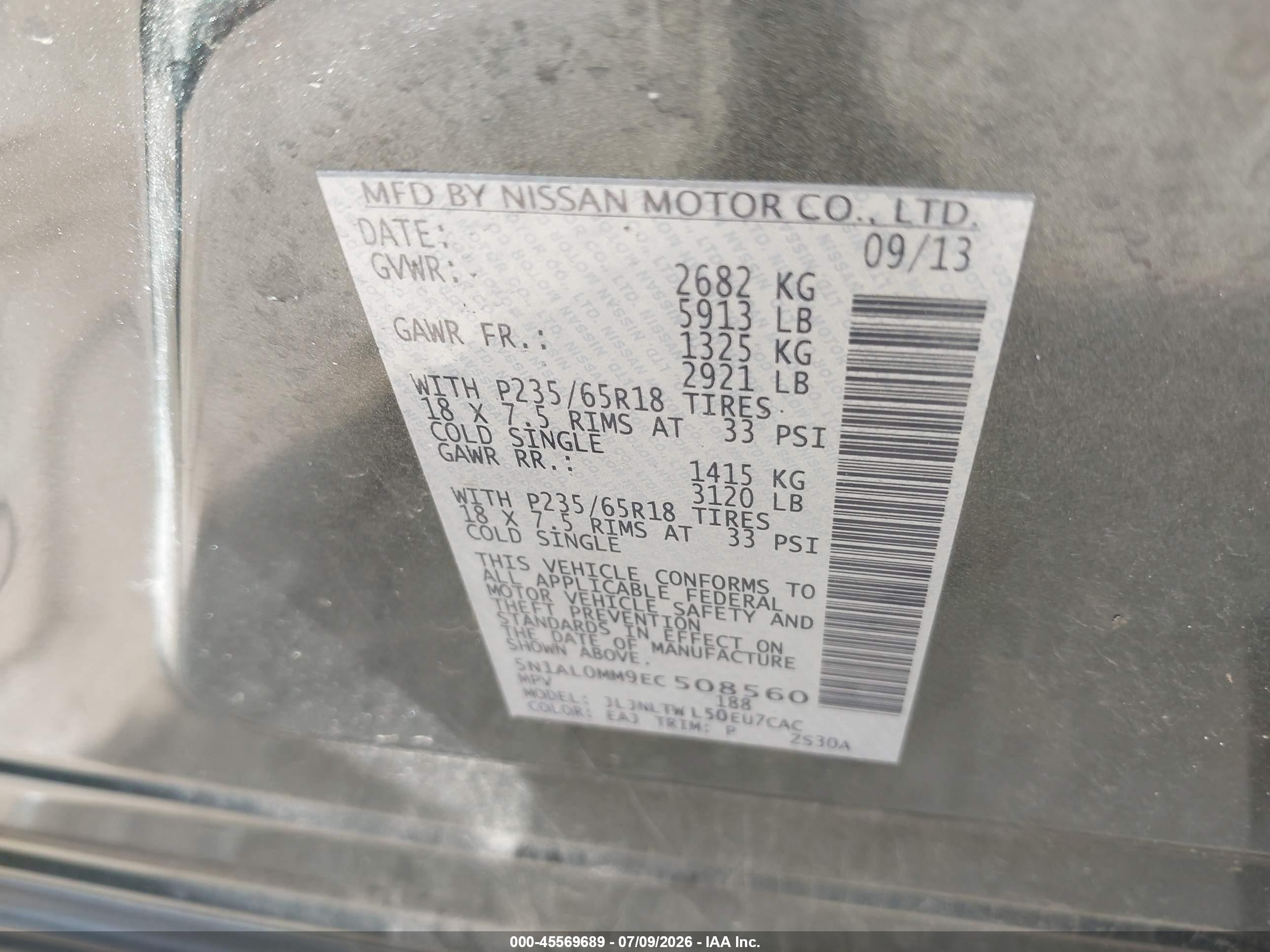 2014 Infiniti Qx60   Gray vin: 5N1AL0MM9EC508560