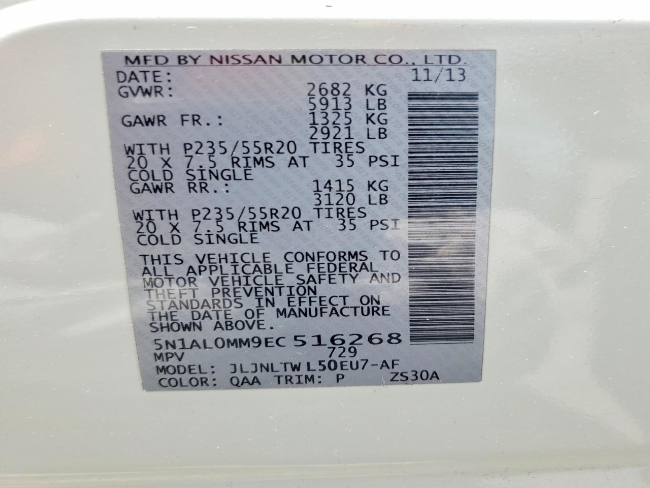 2014 Infiniti Qx60 Base Белый vin: 5N1AL0MM9EC516268