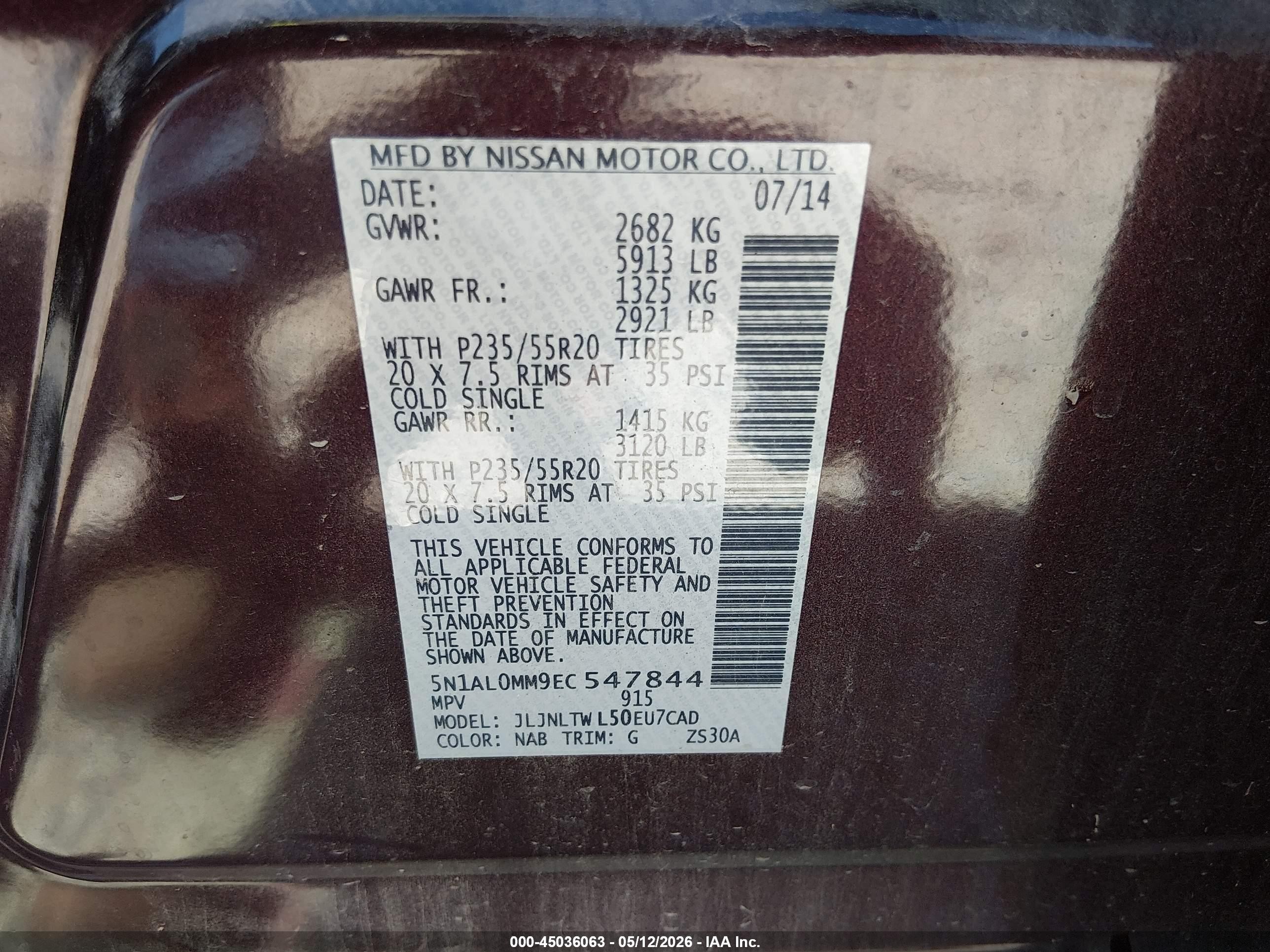 2014 Infiniti Qx60 Burgundy vin: 5N1AL0MM9EC547844