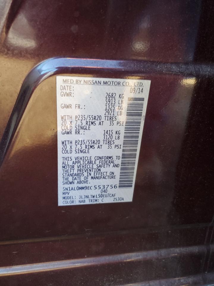 2014 Infiniti Qx60 Maroon vin: 5N1AL0MM9EC553756