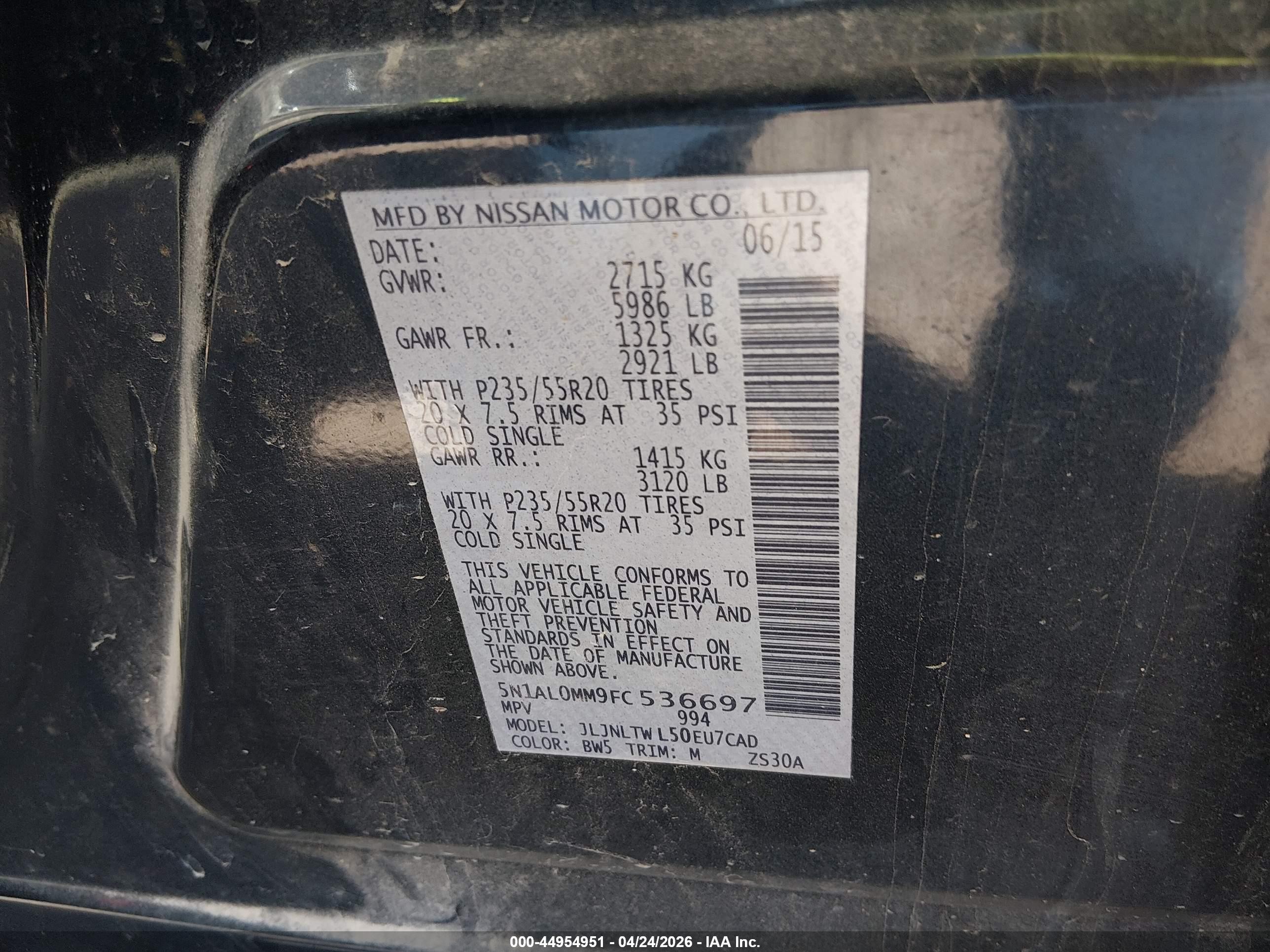 2015 Infiniti Qx60   Dark Blue vin: 5N1AL0MM9FC536697