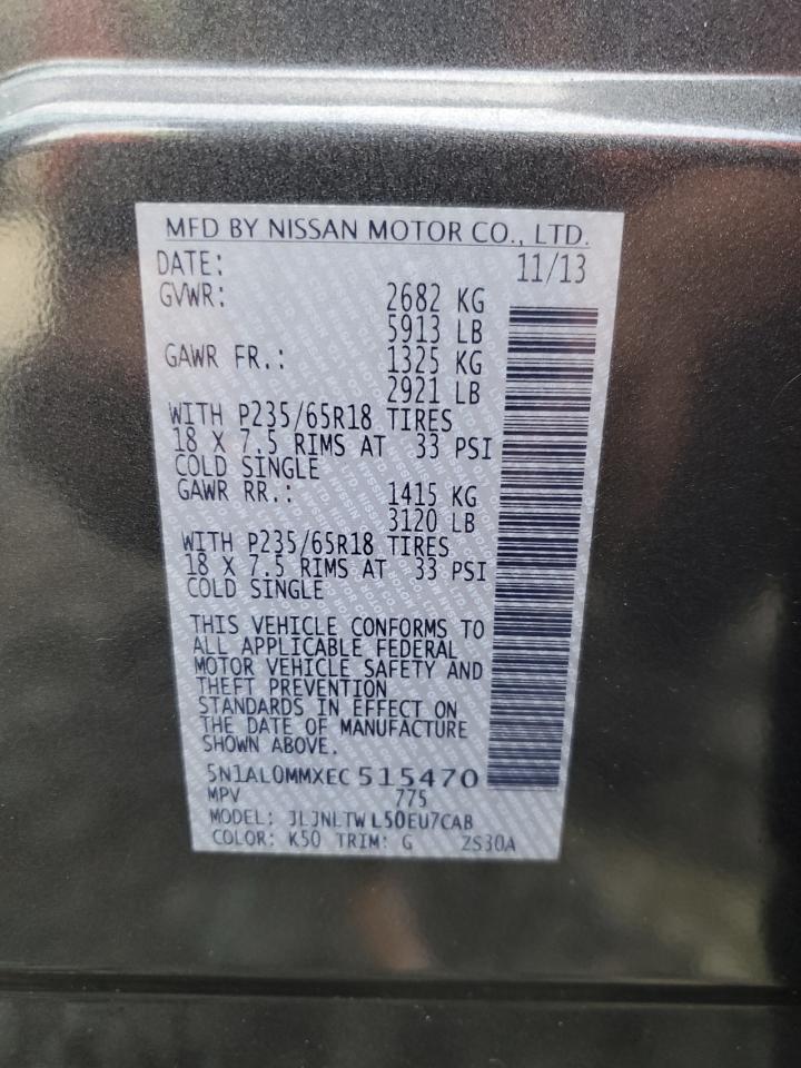 2014 Infiniti Qx60 Gray vin: 5N1AL0MMXEC515470