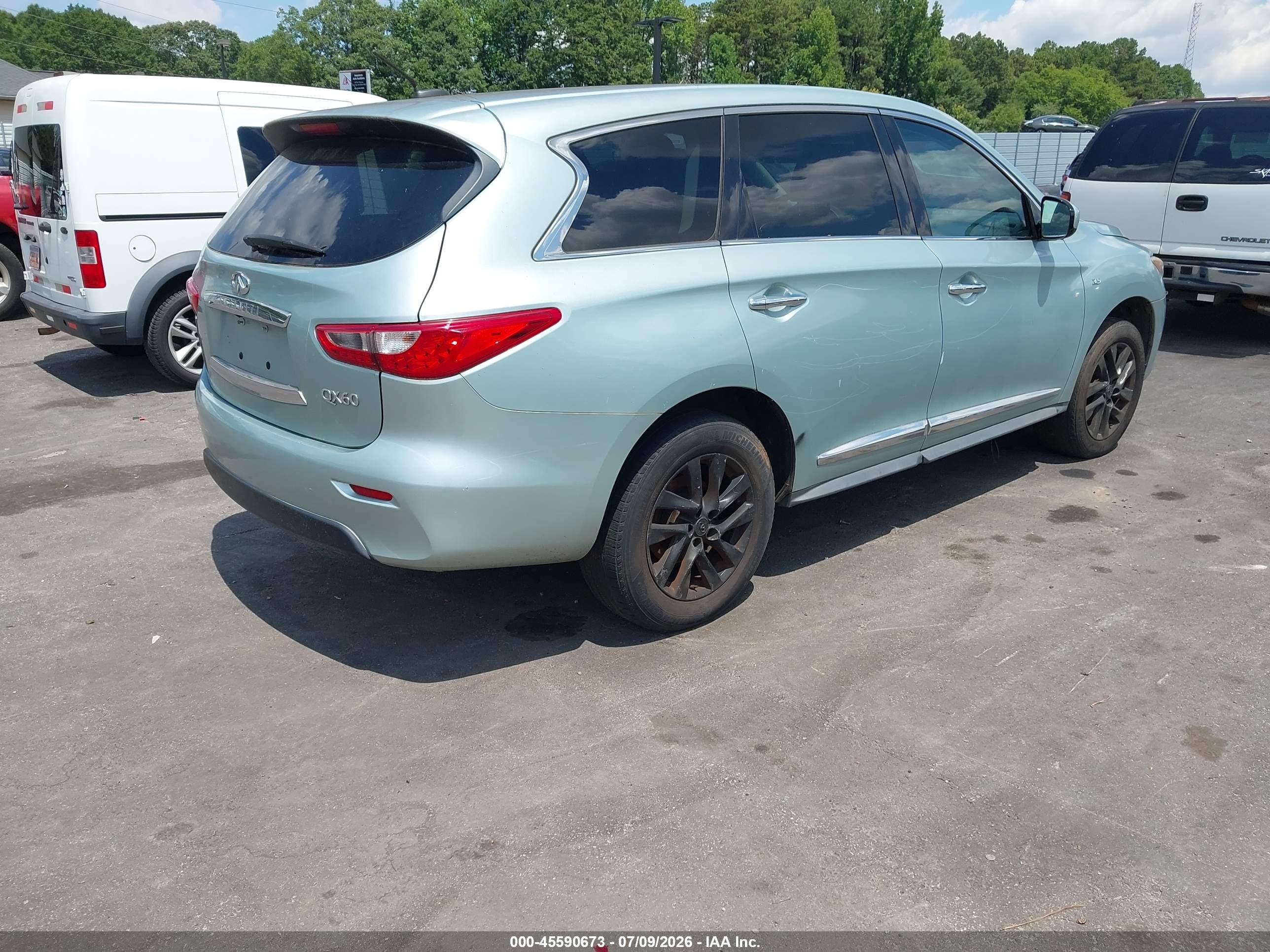 2014 Infiniti Qx60   Teal vin: 5N1AL0MMXEC527215