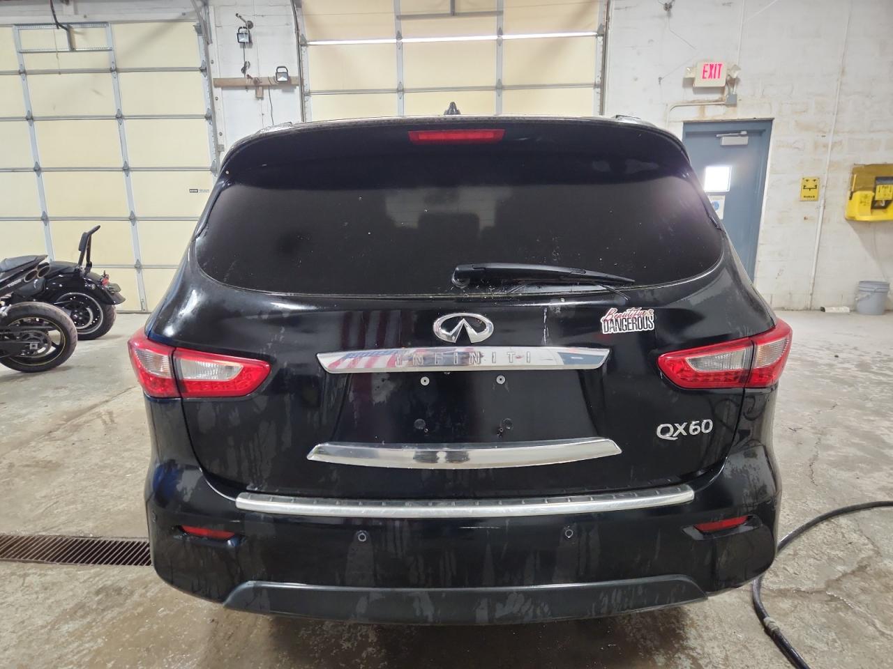 2014 Infiniti Qx60 Base Black vin: 5N1AL0MMXEC531300 Damage: Lift Gate, Heavy Scratch, 3 To 4 Inches