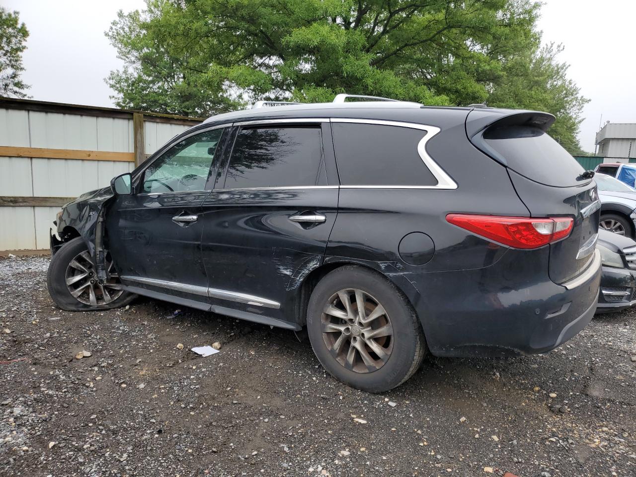 2014 Infiniti Qx60 Base Black vin: 5N1AL0MMXEC538148 Damage: Left Rear Door, Dent(S) W/ Paint Dmg, 6 To 7 Inches