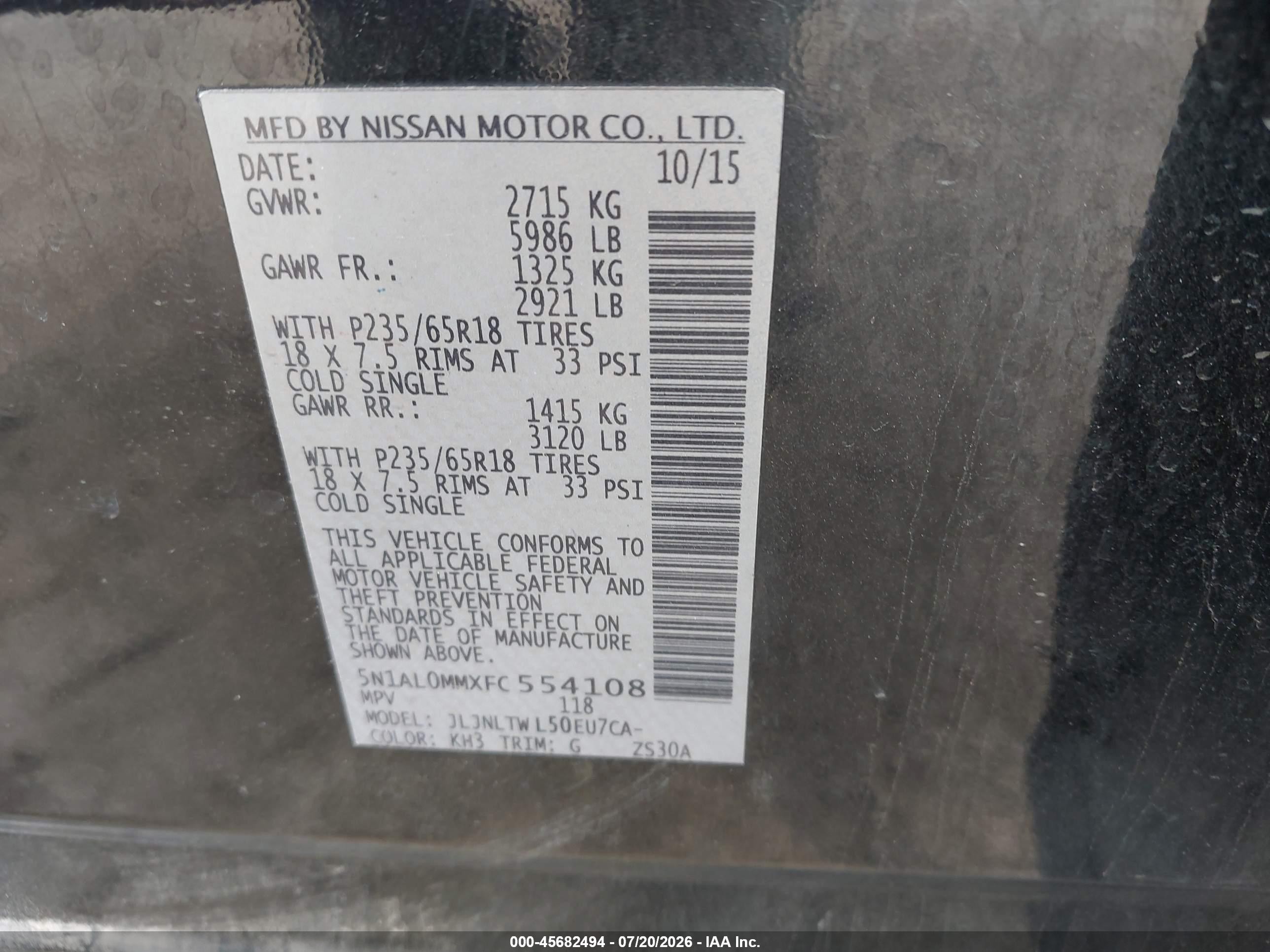 2015 Infiniti Qx60   Black vin: 5N1AL0MMXFC554108