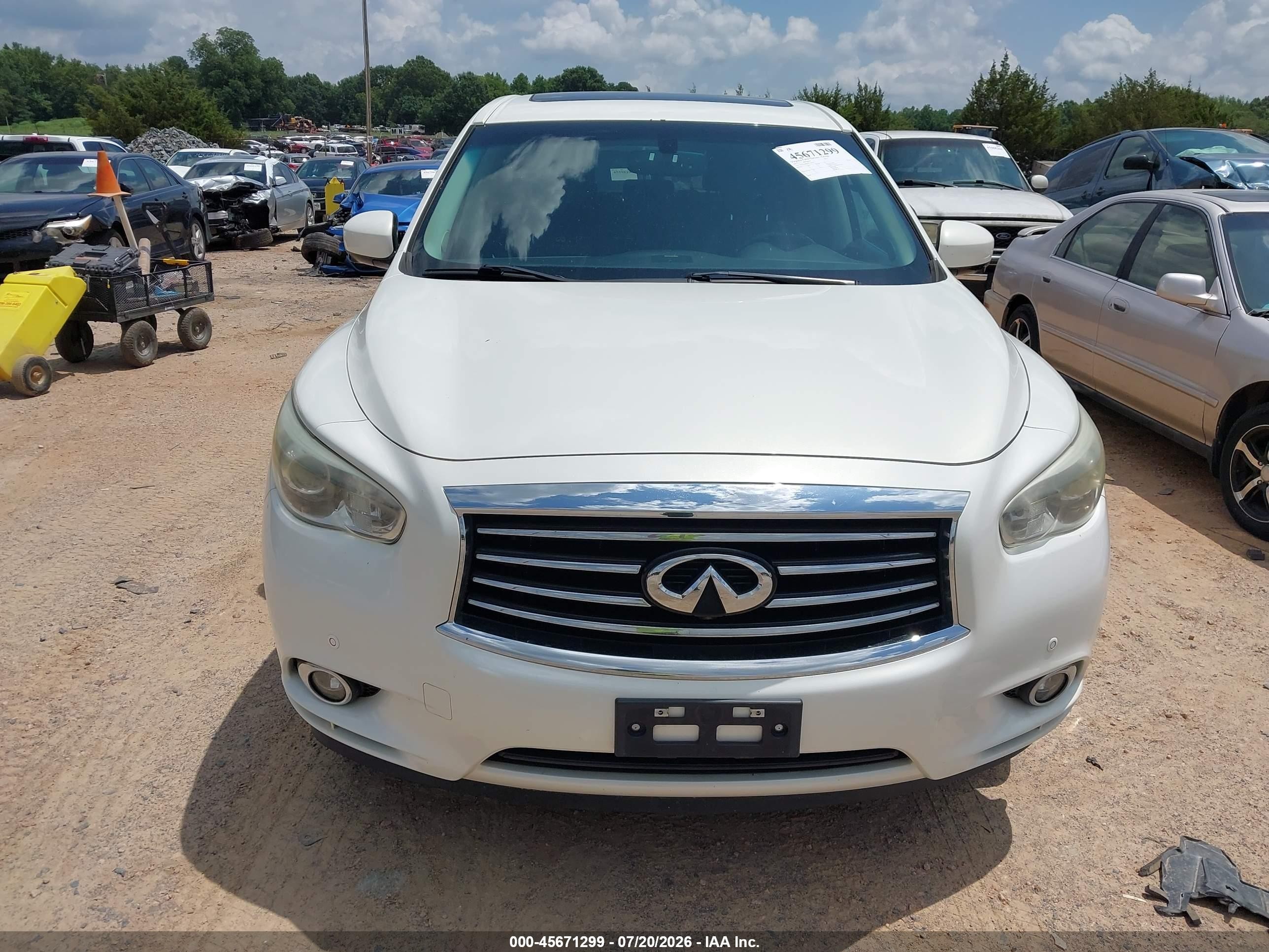 2013 Infiniti Jx35 White vin: 5N1AL0MN0DC320355
