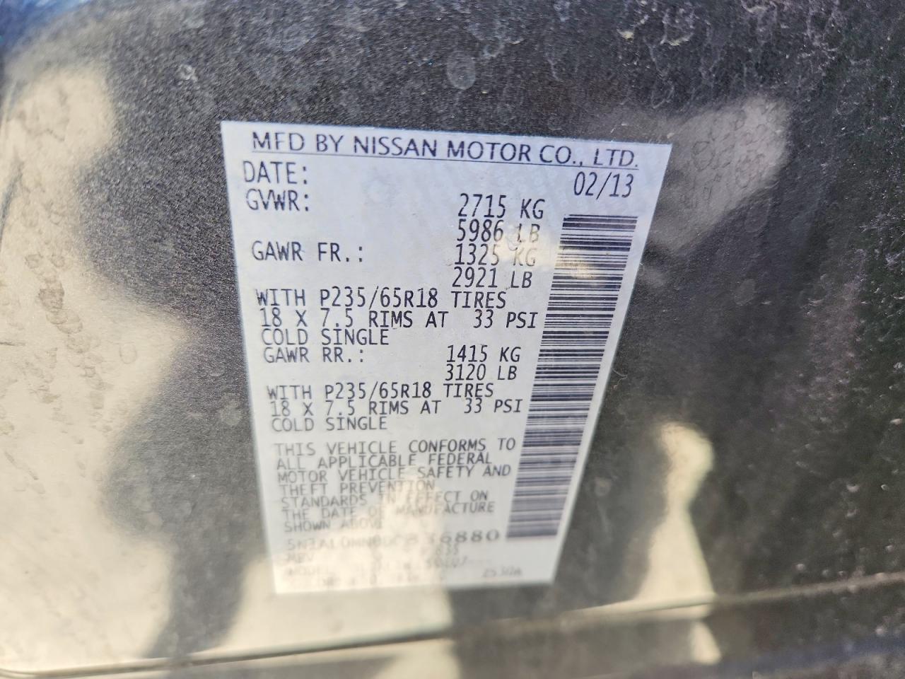 2013 Infiniti Jx35 Base Gray vin: 5N1AL0MN0DC336880