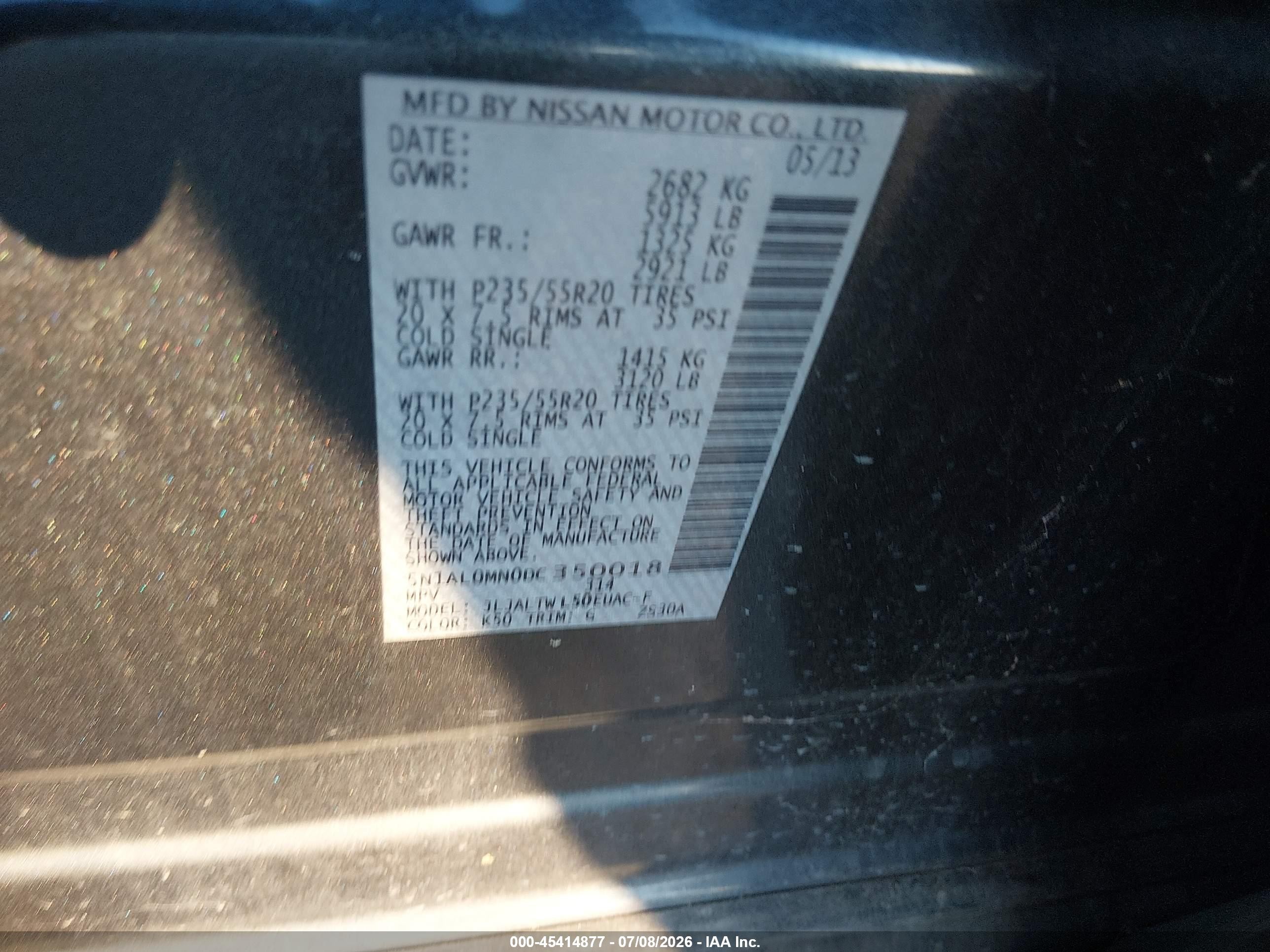 2013 Infiniti Jx35   Black vin: 5N1AL0MN0DC350018