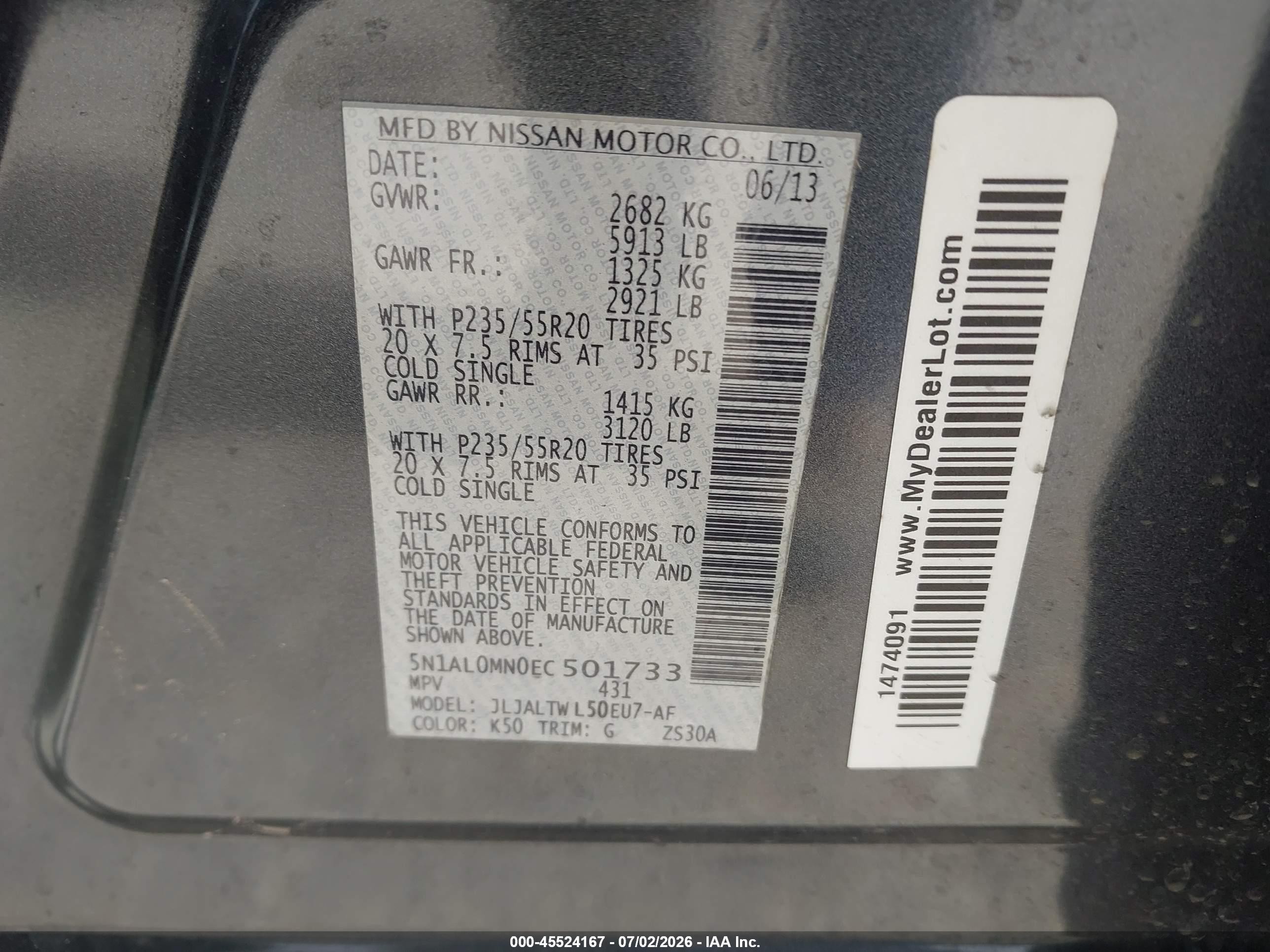 2014 Infiniti Qx60 Gray vin: 5N1AL0MN0EC501733