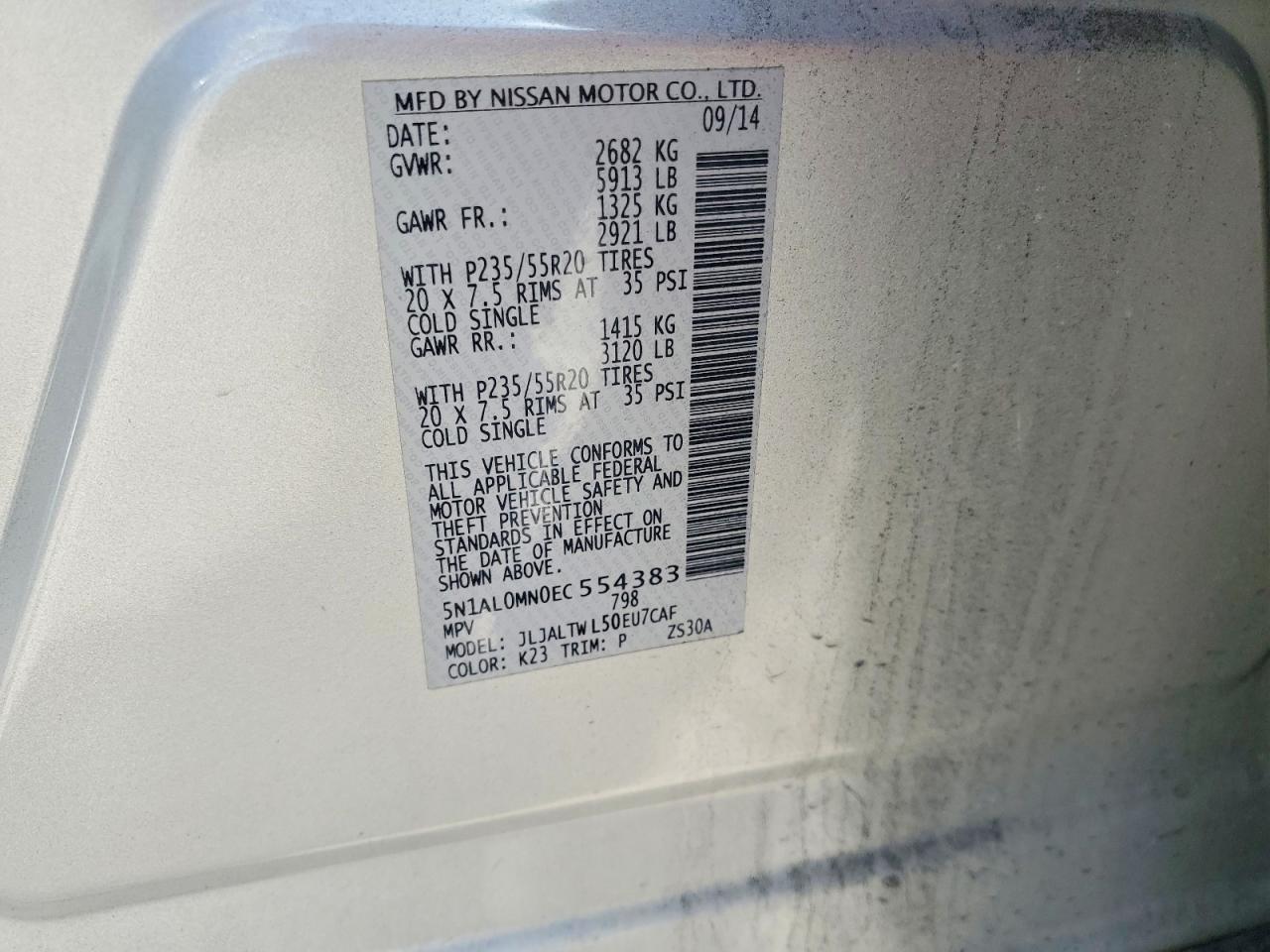 2014 Infiniti Qx60 Base Silver vin: 5N1AL0MN0EC554383