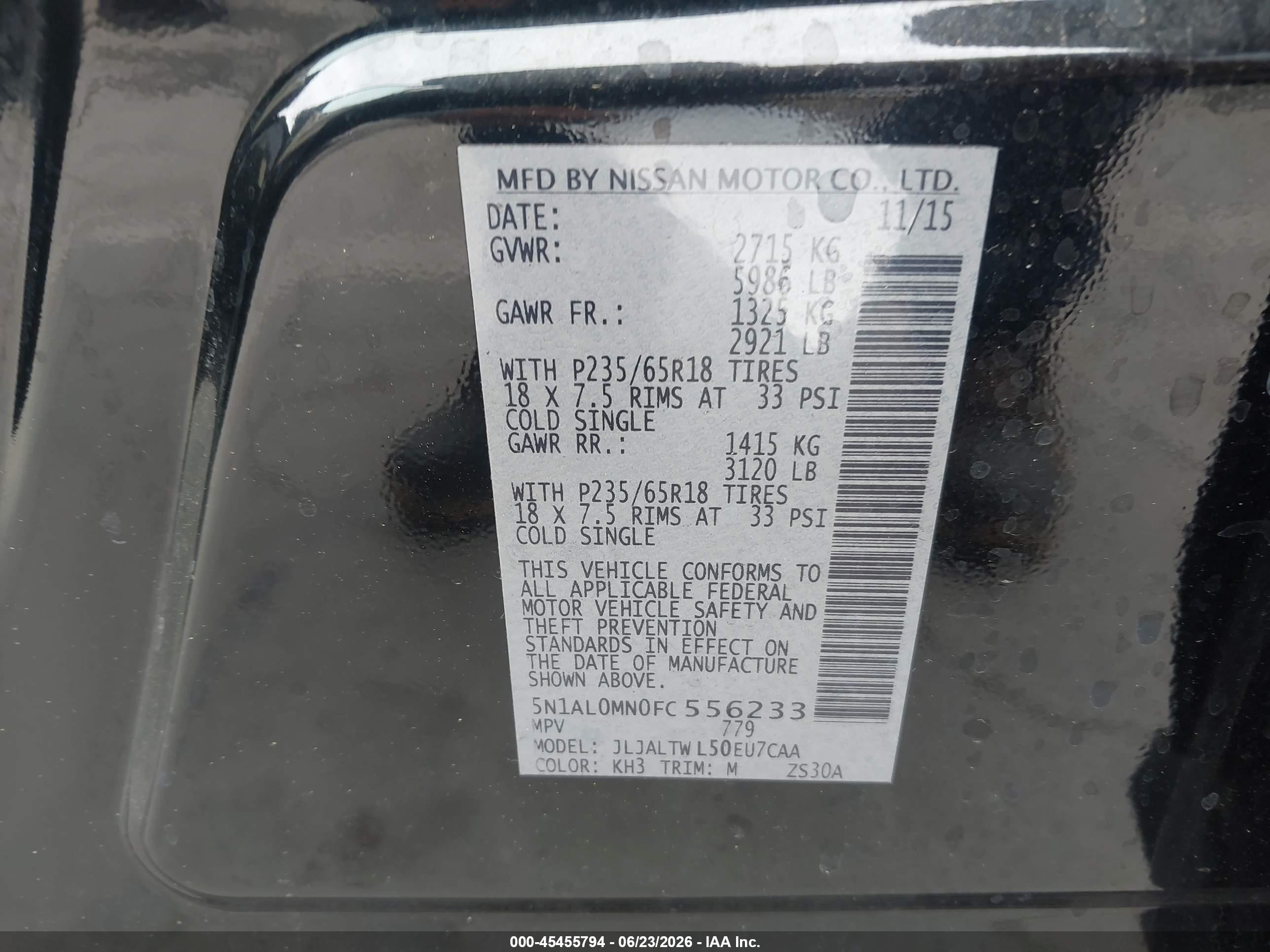 2015 Infiniti Qx60   Черный vin: 5N1AL0MN0FC556233