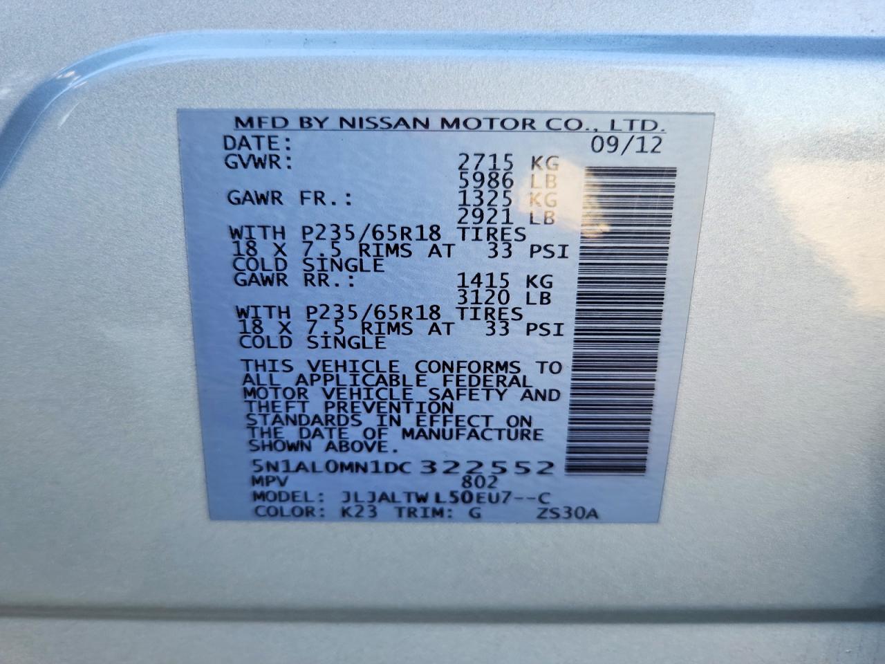 2013 Infiniti Jx35 Base Silver vin: 5N1AL0MN1DC322552