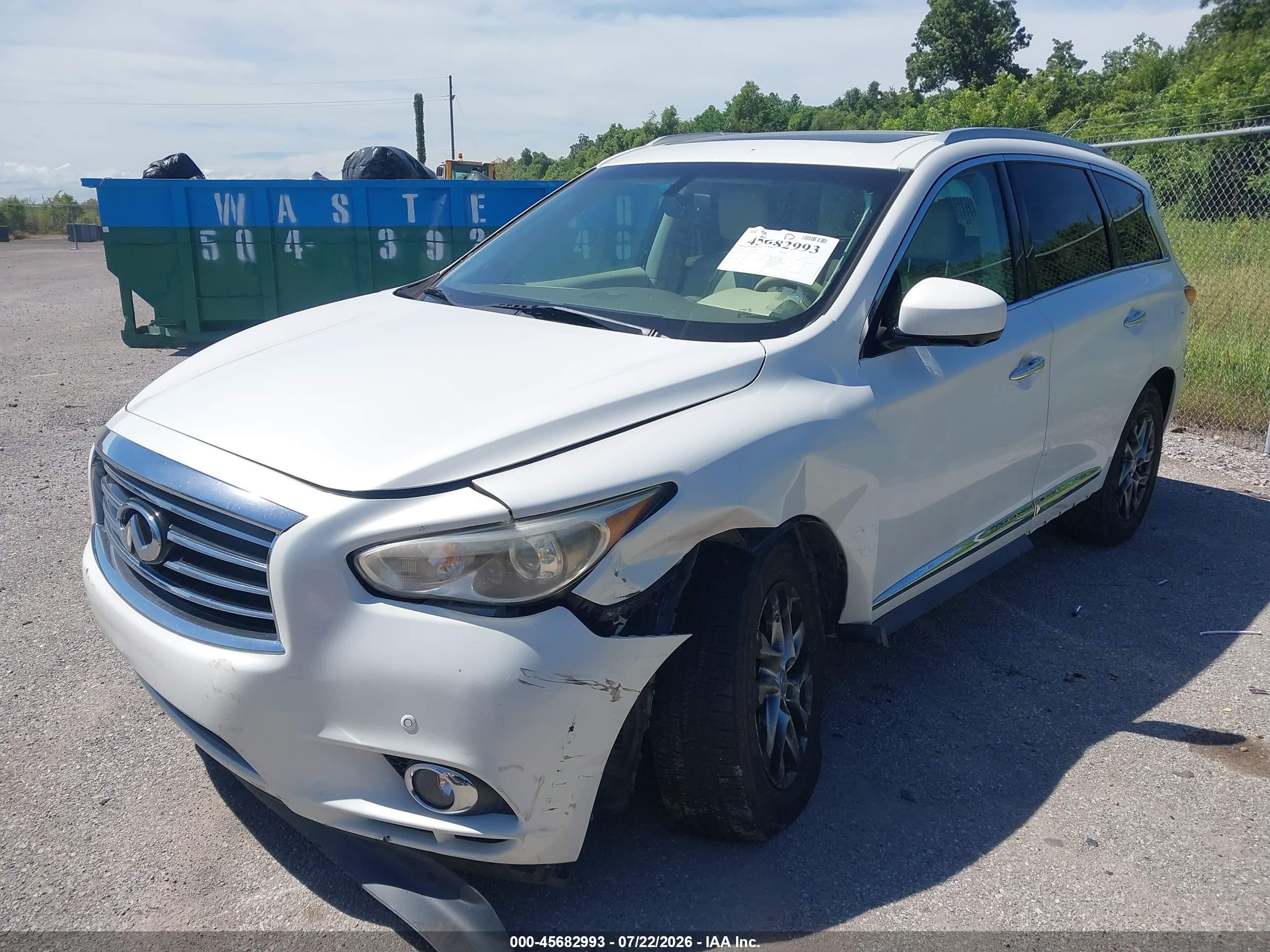2013 Infiniti Jx35 White vin: 5N1AL0MN1DC352165