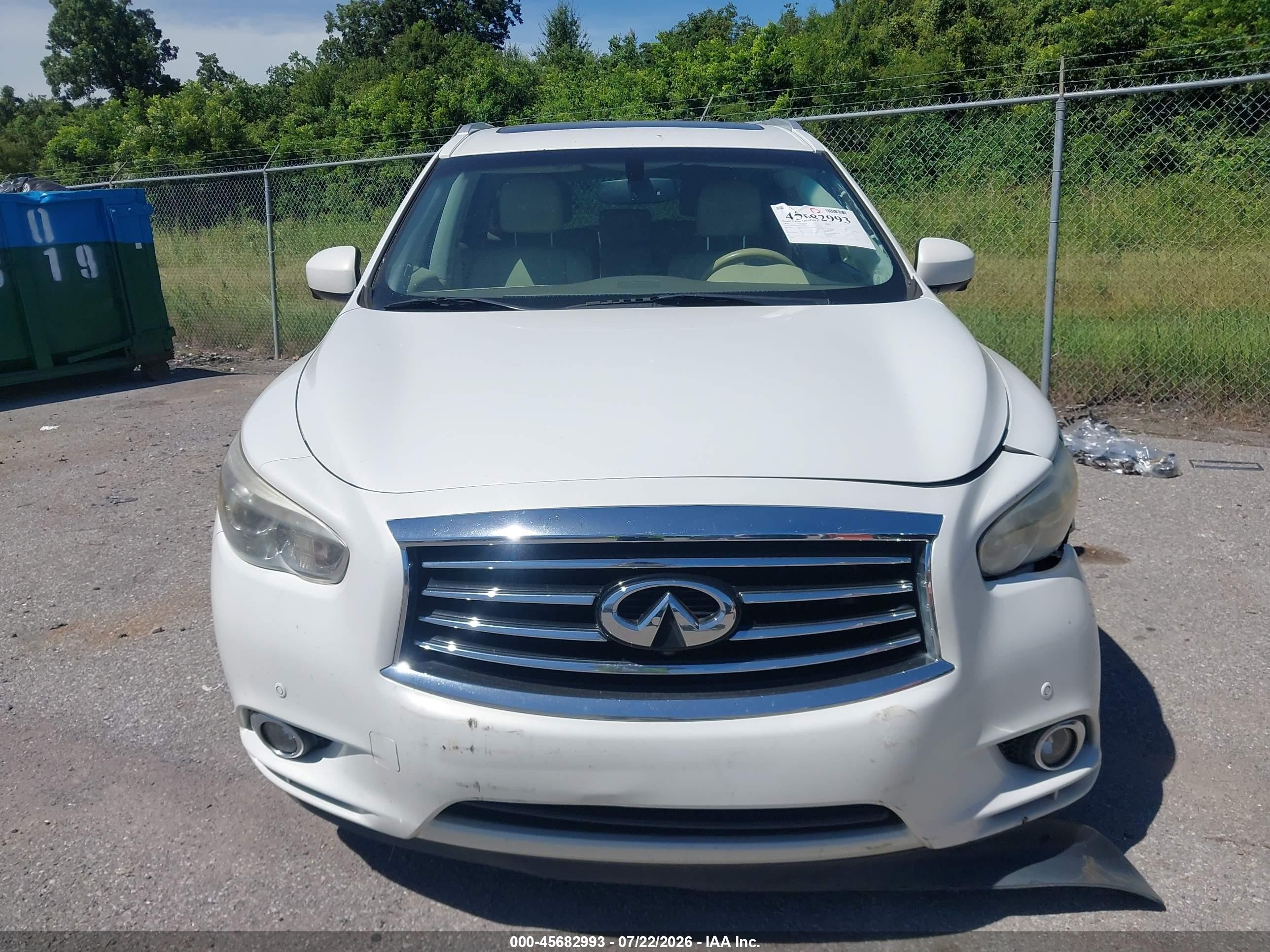 2013 Infiniti Jx35 White vin: 5N1AL0MN1DC352165